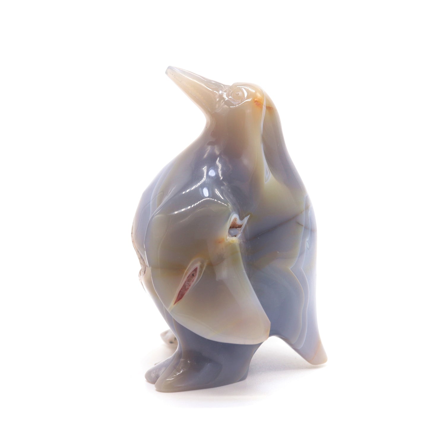 3.8" Hand Carved Druzy Agate penguin Figurine Crystal Animal Carving Quartz Healing