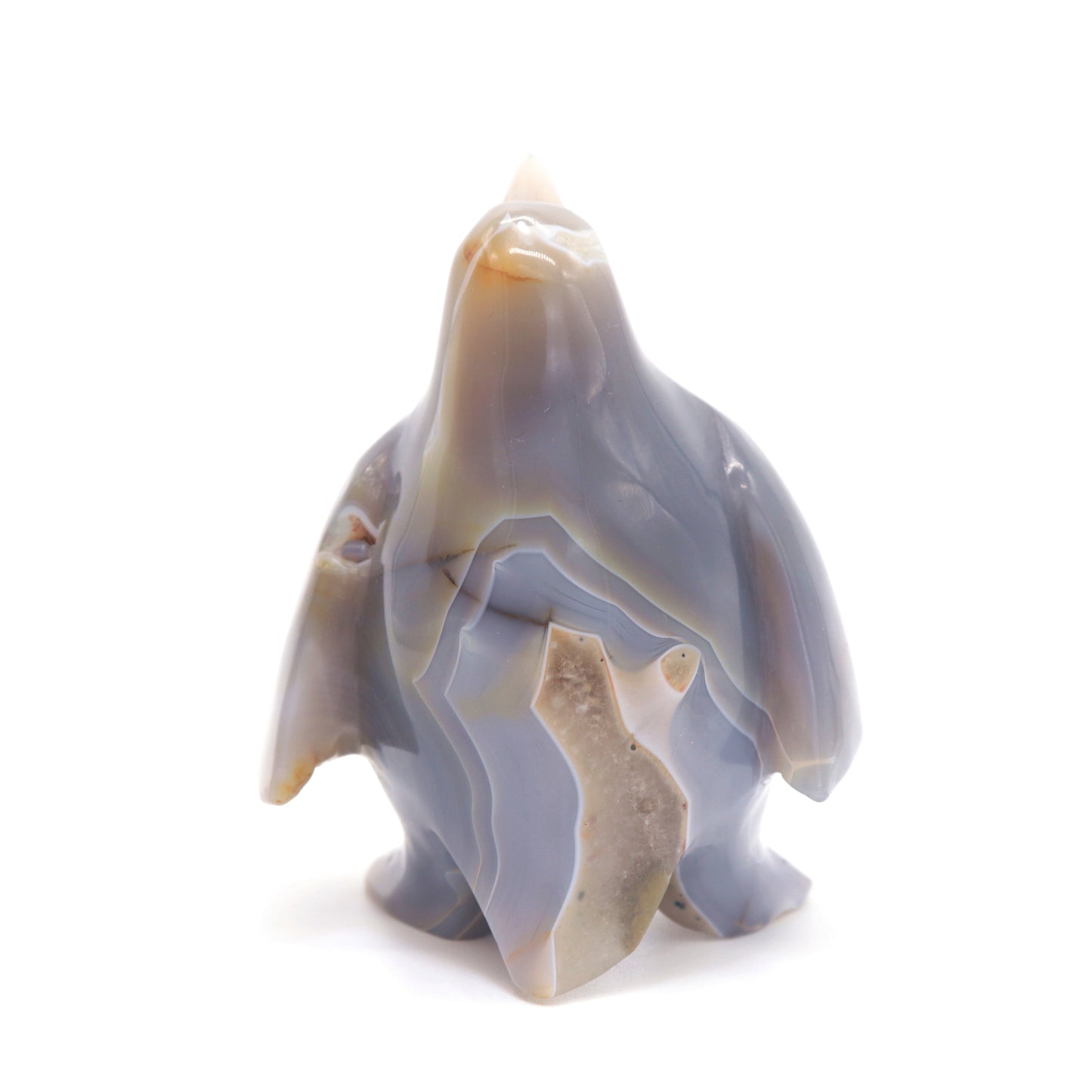 3.8" Hand Carved Druzy Agate penguin Figurine Crystal Animal Carving Quartz Healing