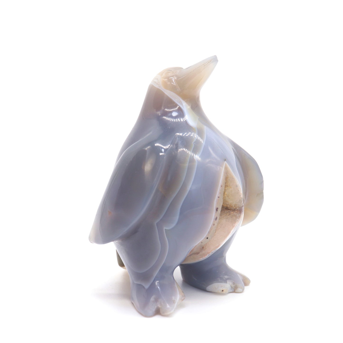 3.8" Hand Carved Druzy Agate penguin Figurine Crystal Animal Carving Quartz Healing