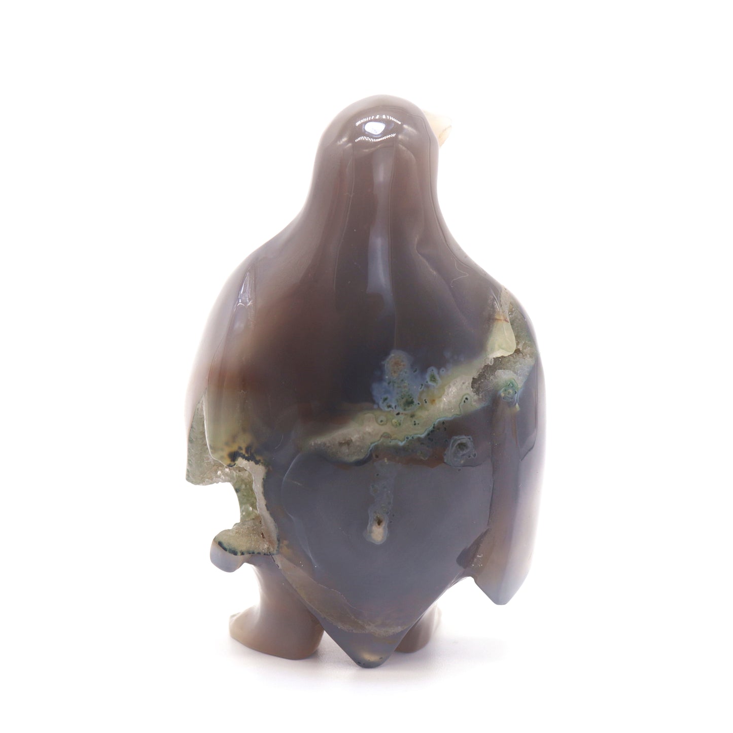 4.5" Hand Carved Druzy Agate crystal penguin Statue