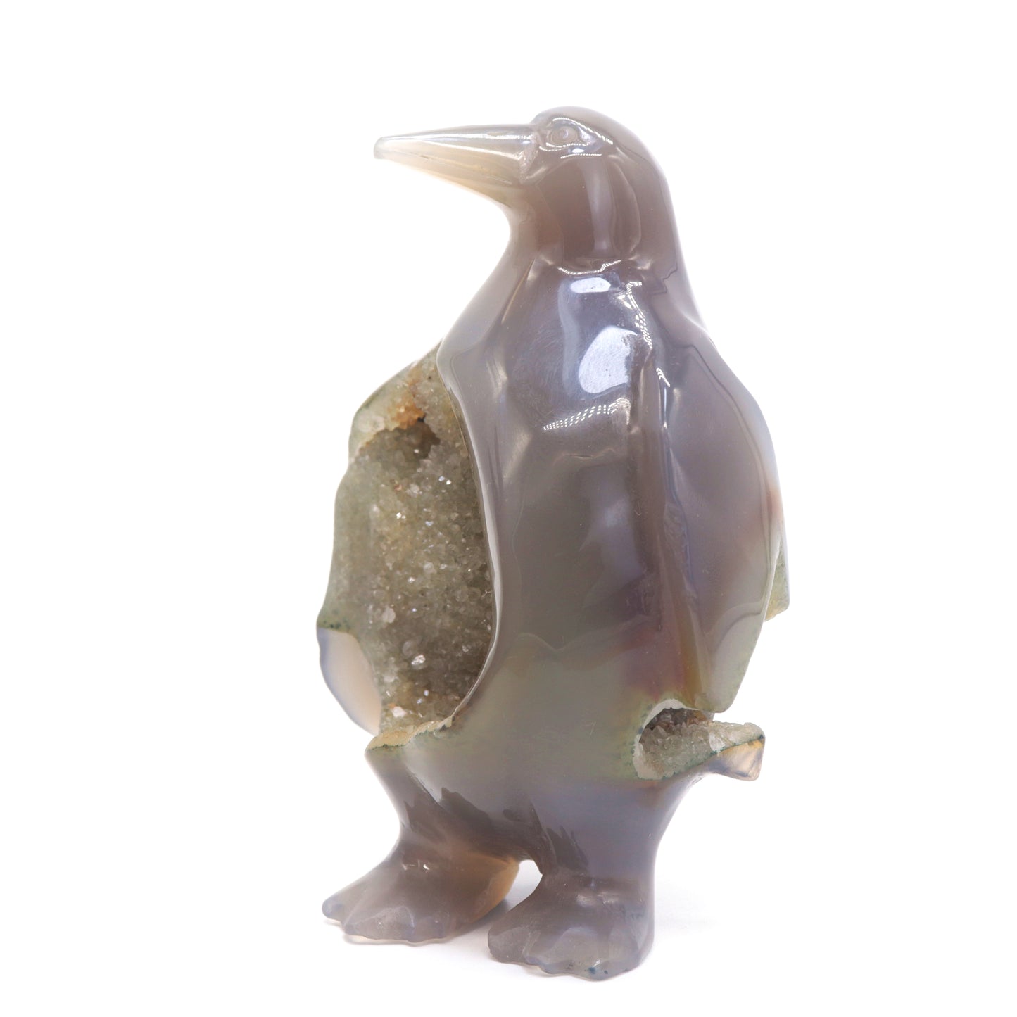 4.5" Hand Carved Druzy Agate crystal penguin Statue