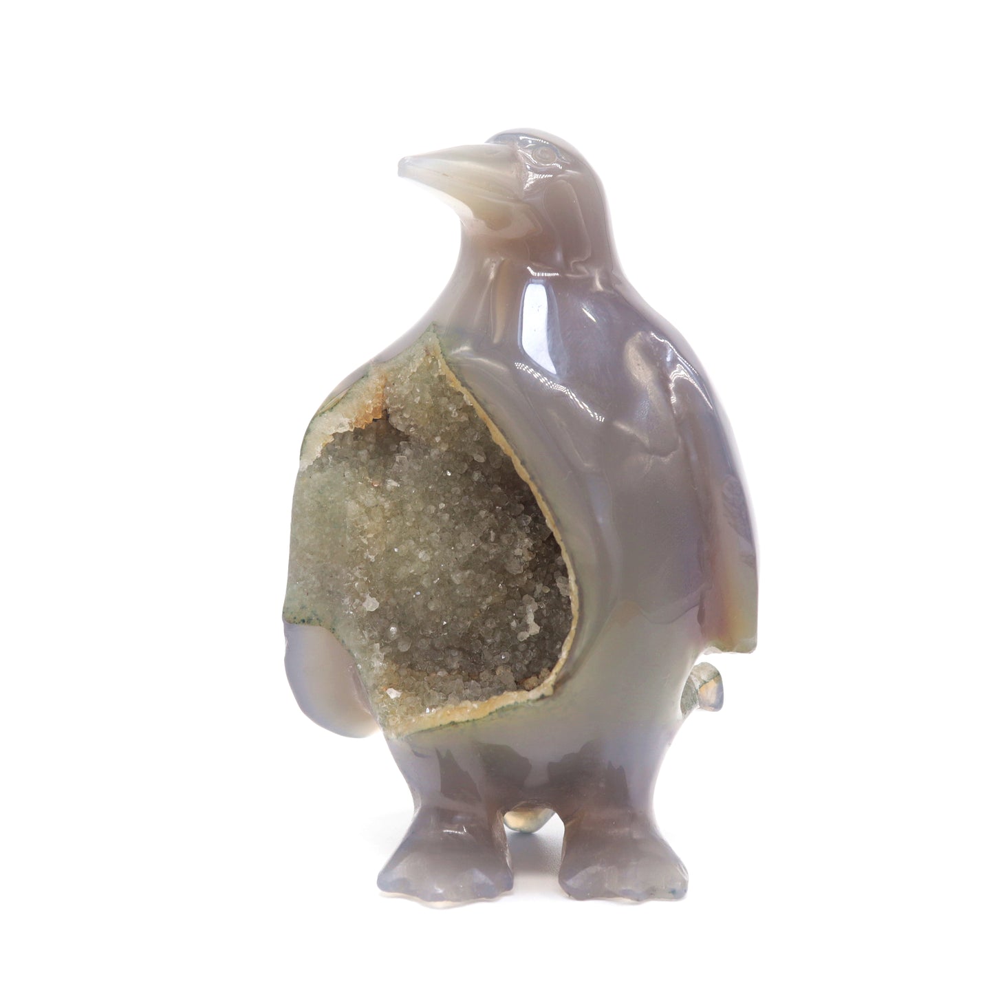 4.5" Hand Carved Druzy Agate crystal penguin Statue