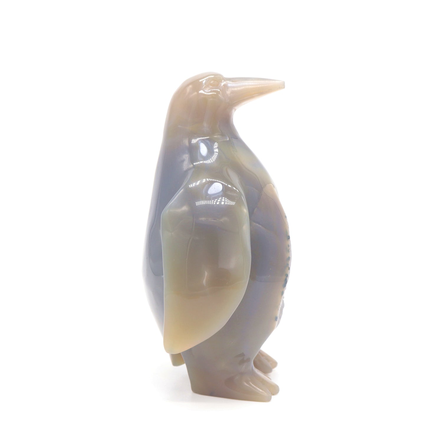 4.5" Hand Carved Druzy Agate penguin Sculpture Crystal Animal Carving Quartz Healing