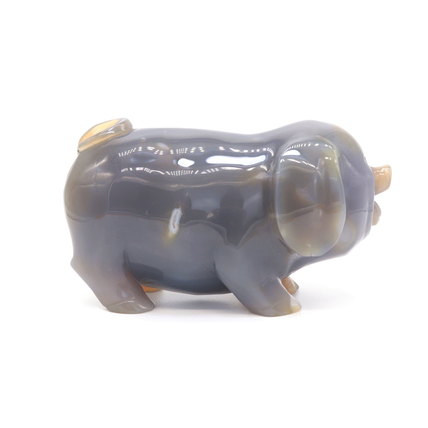 5.5" Hand Carved Druzy Agate Pig Sculpture Crystal Animal Carving Quartz Healing