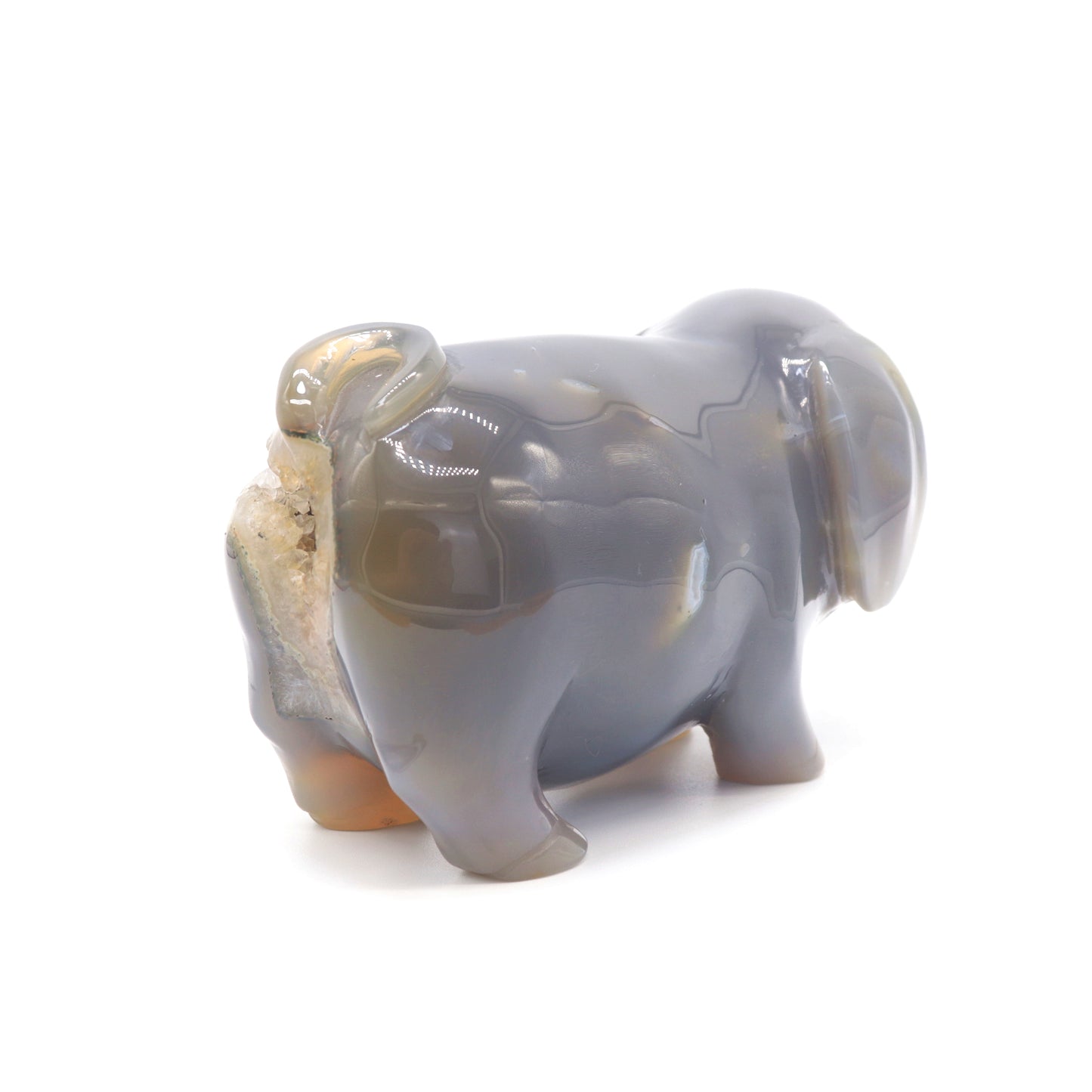 5.5" Hand Carved Druzy Agate Pig Sculpture Crystal Animal Carving Quartz Healing