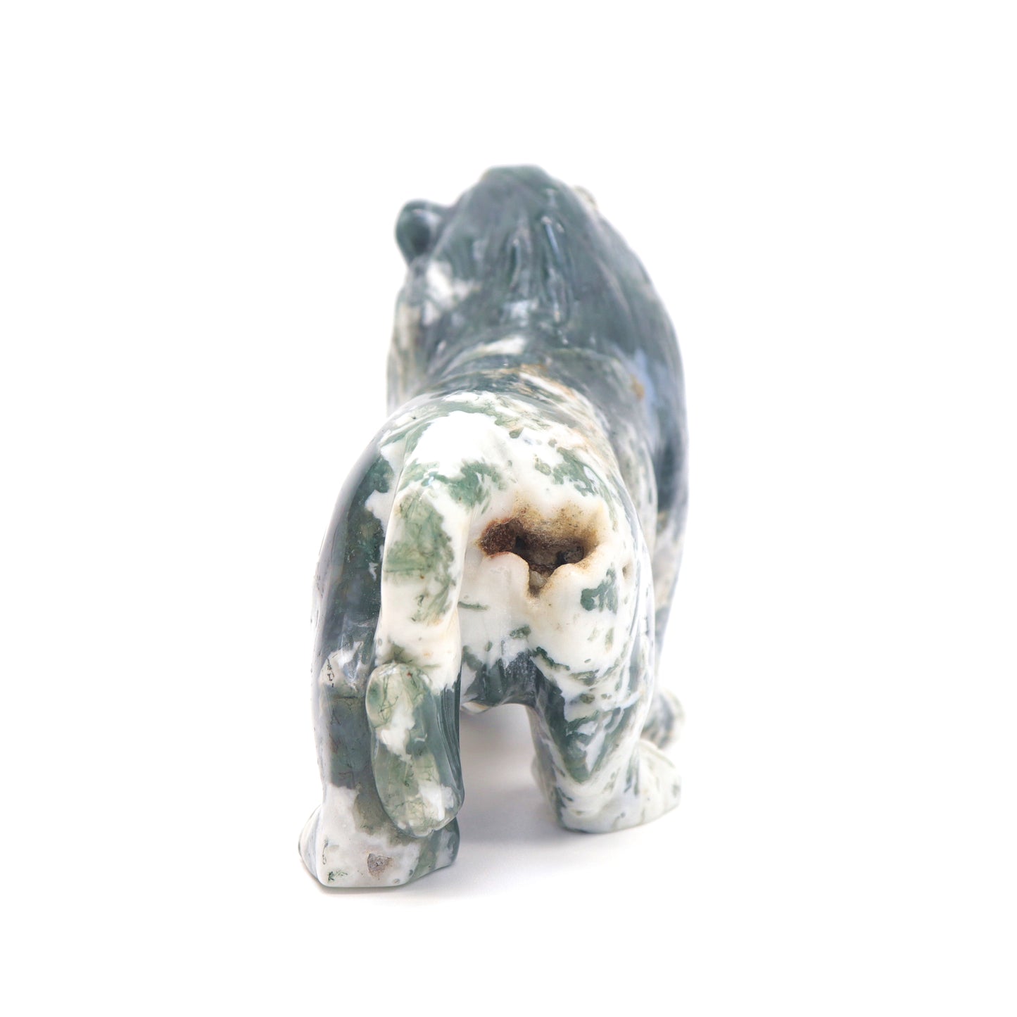 5" Hand Carved Moss Agate Lion Crystal Animal Statues Quartz Healing Decor Reiki