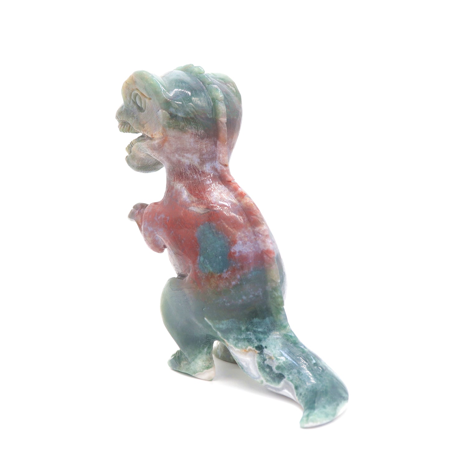 6" Natural Ocean Jasper Dinosaur Figurine Crystal Healing Quartz Decor