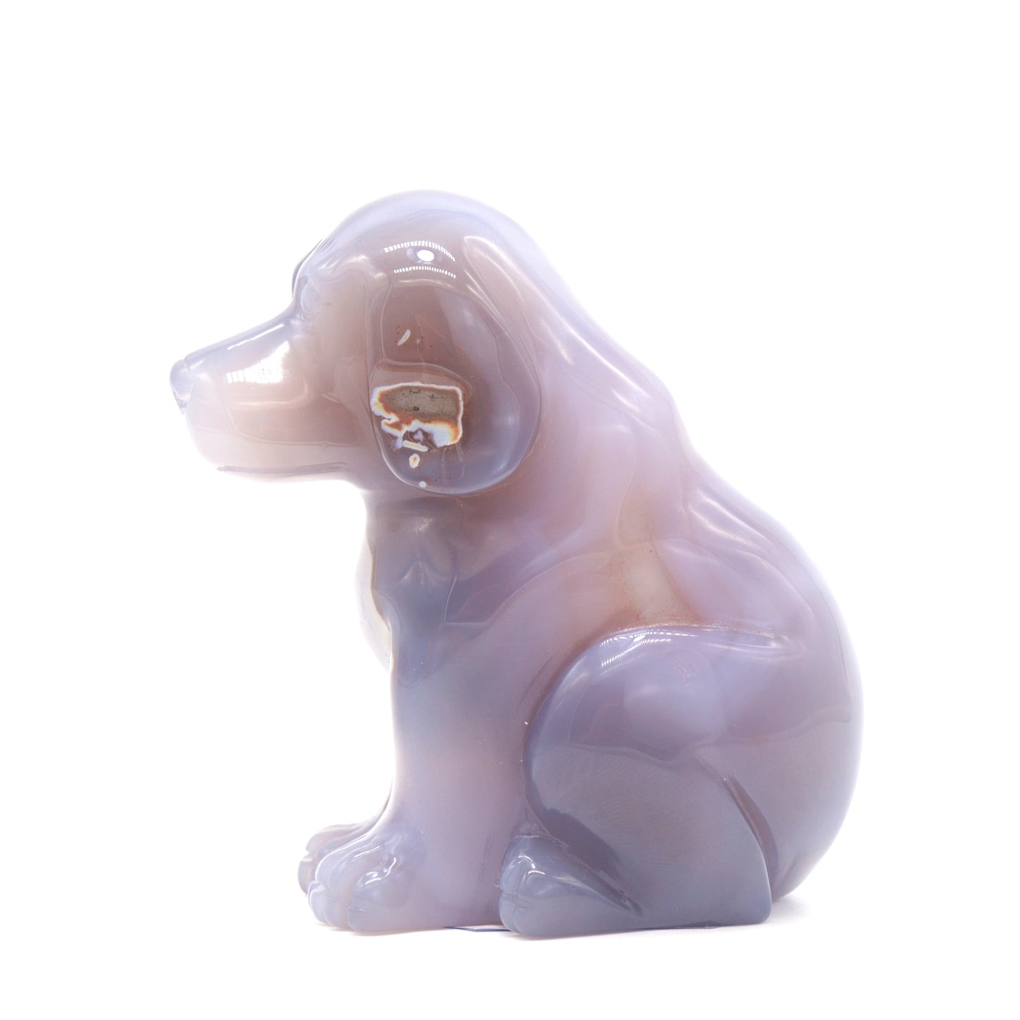 3.5" Hand Carved Druzy Agate Dog Figurine Crystal Puppy Carving Healing