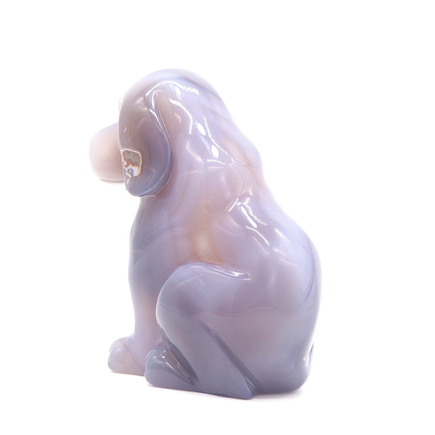 3.5" Hand Carved Druzy Agate Dog Figurine Crystal Puppy Carving Healing