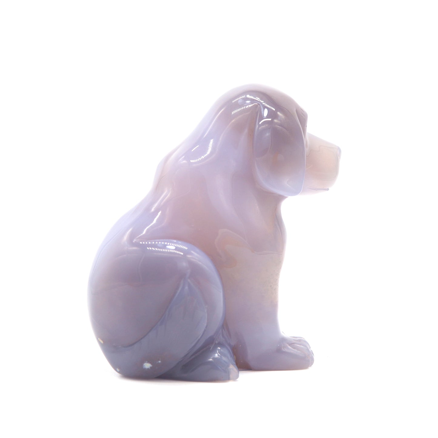 3.5" Hand Carved Druzy Agate Dog Figurine Crystal Puppy Carving Healing