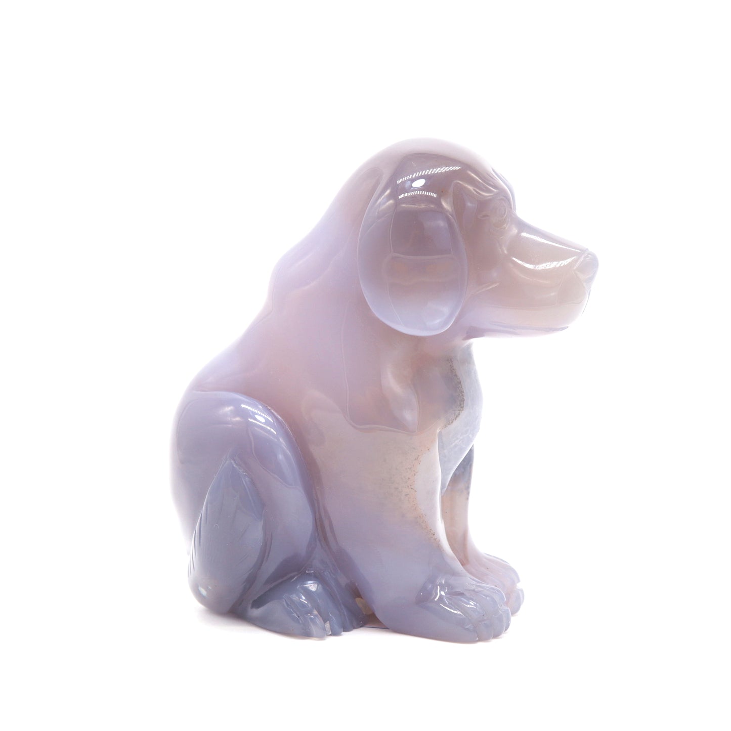 3.5" Hand Carved Druzy Agate Dog Figurine Crystal Puppy Carving Healing