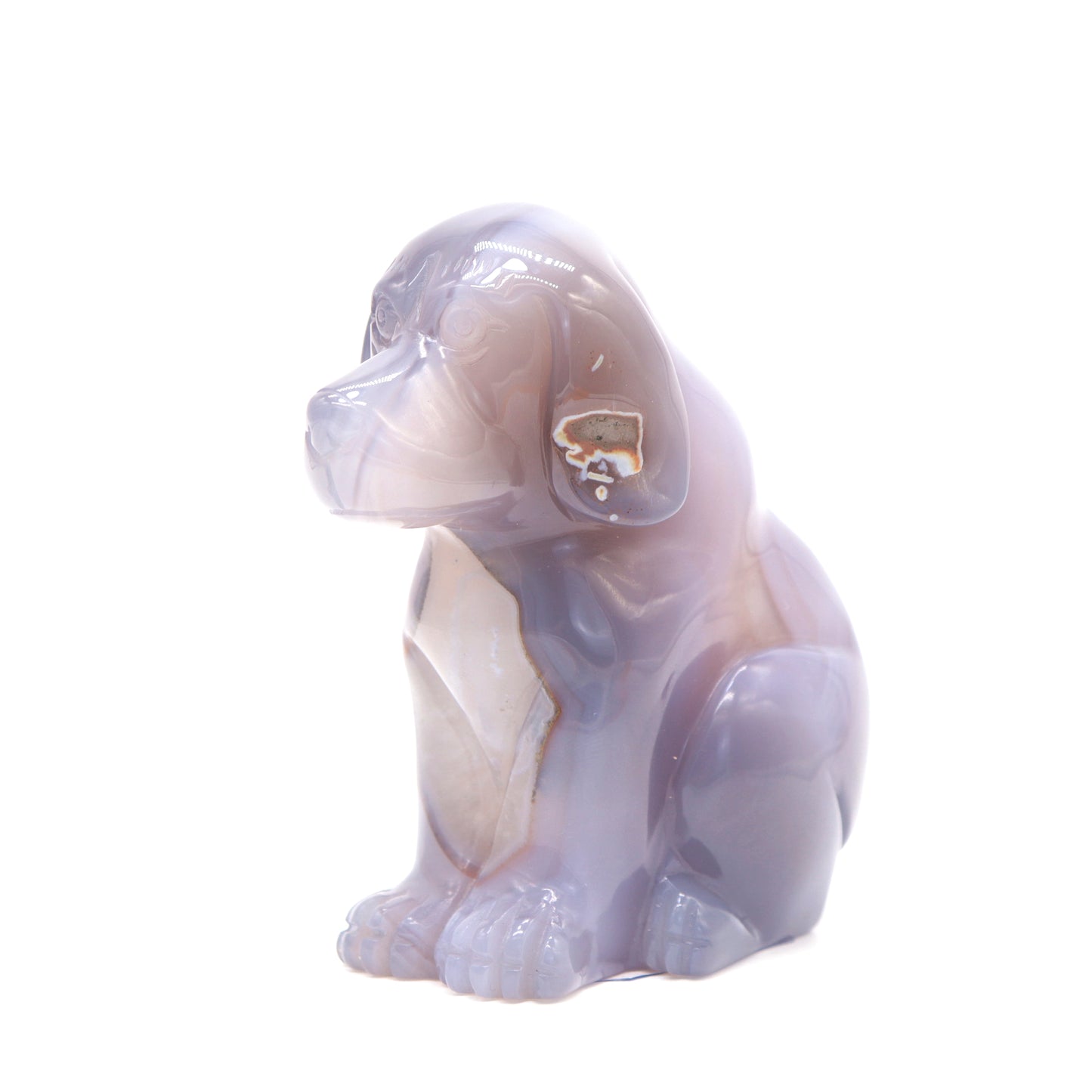 3.5" Hand Carved Druzy Agate Dog Figurine Crystal Puppy Carving Healing