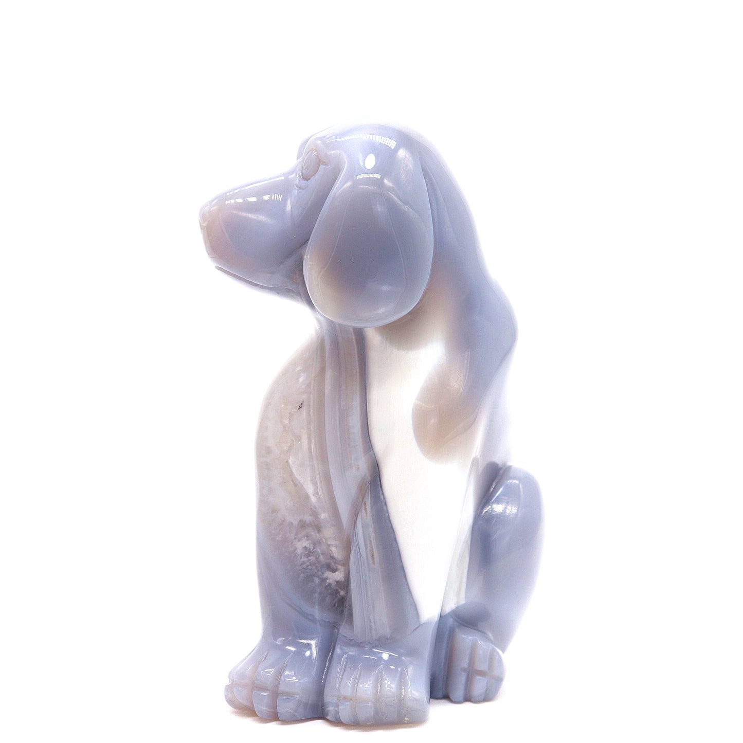 4" Hand Carved Druzy Agate Dog Figurine Crystal Puppy Carving Healing