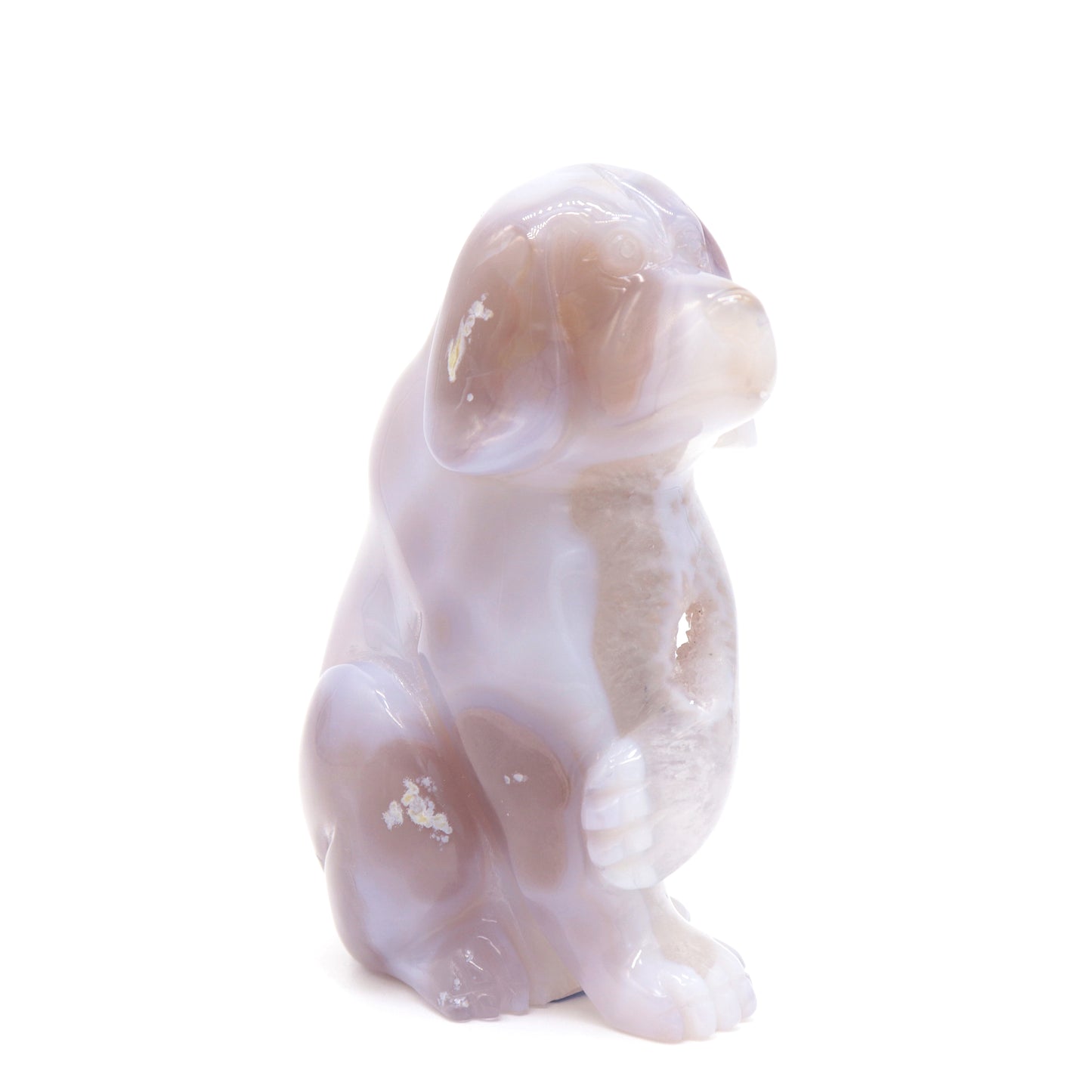 4" Hand Carved Druzy Agate Dog Figurine Crystal Puppy Carving Healing