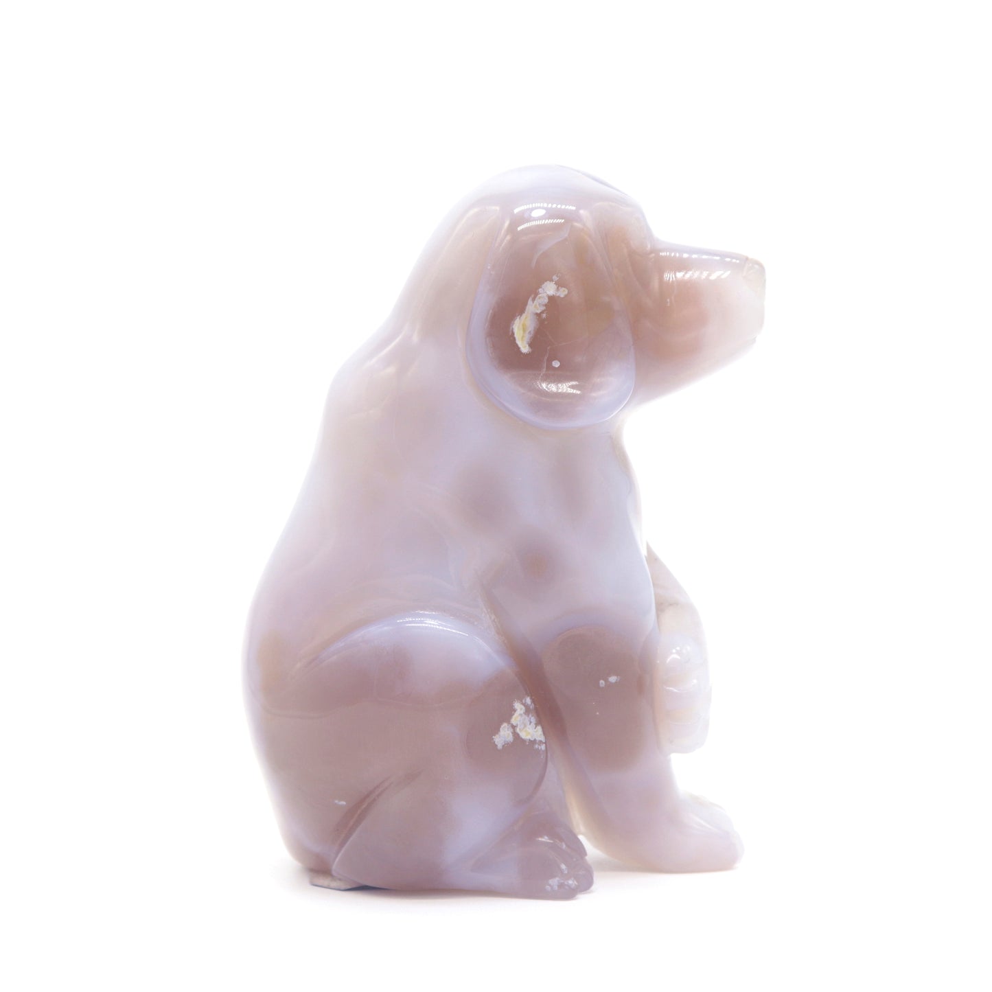 4" Hand Carved Druzy Agate Dog Figurine Crystal Puppy Carving Healing