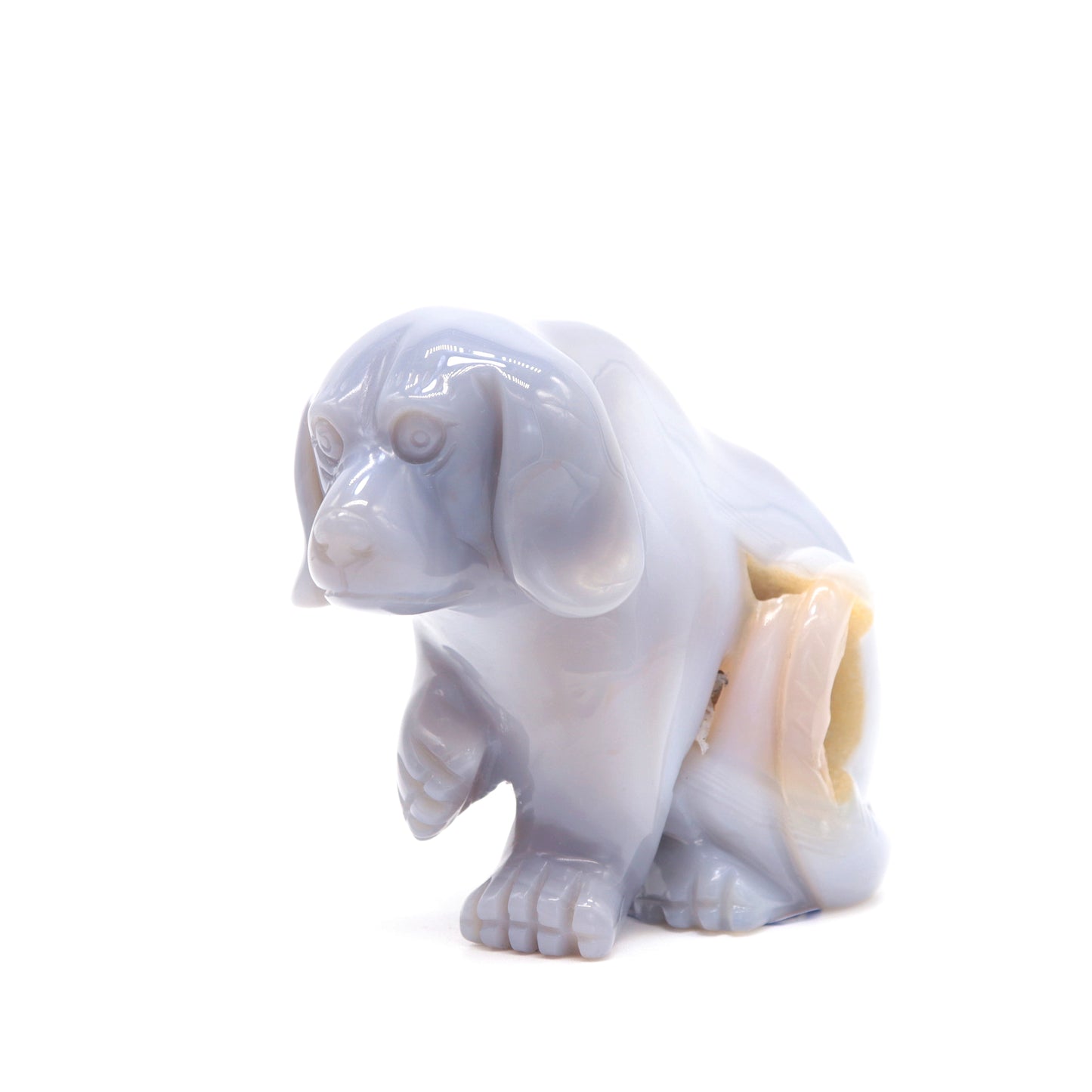 4" Hand Carved Druzy Agate Dog Figurine Crystal Puppy Carving Healing