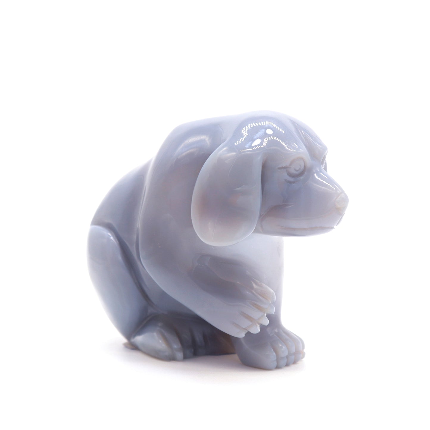 4" Hand Carved Druzy Agate Dog Figurine Crystal Puppy Carving Healing