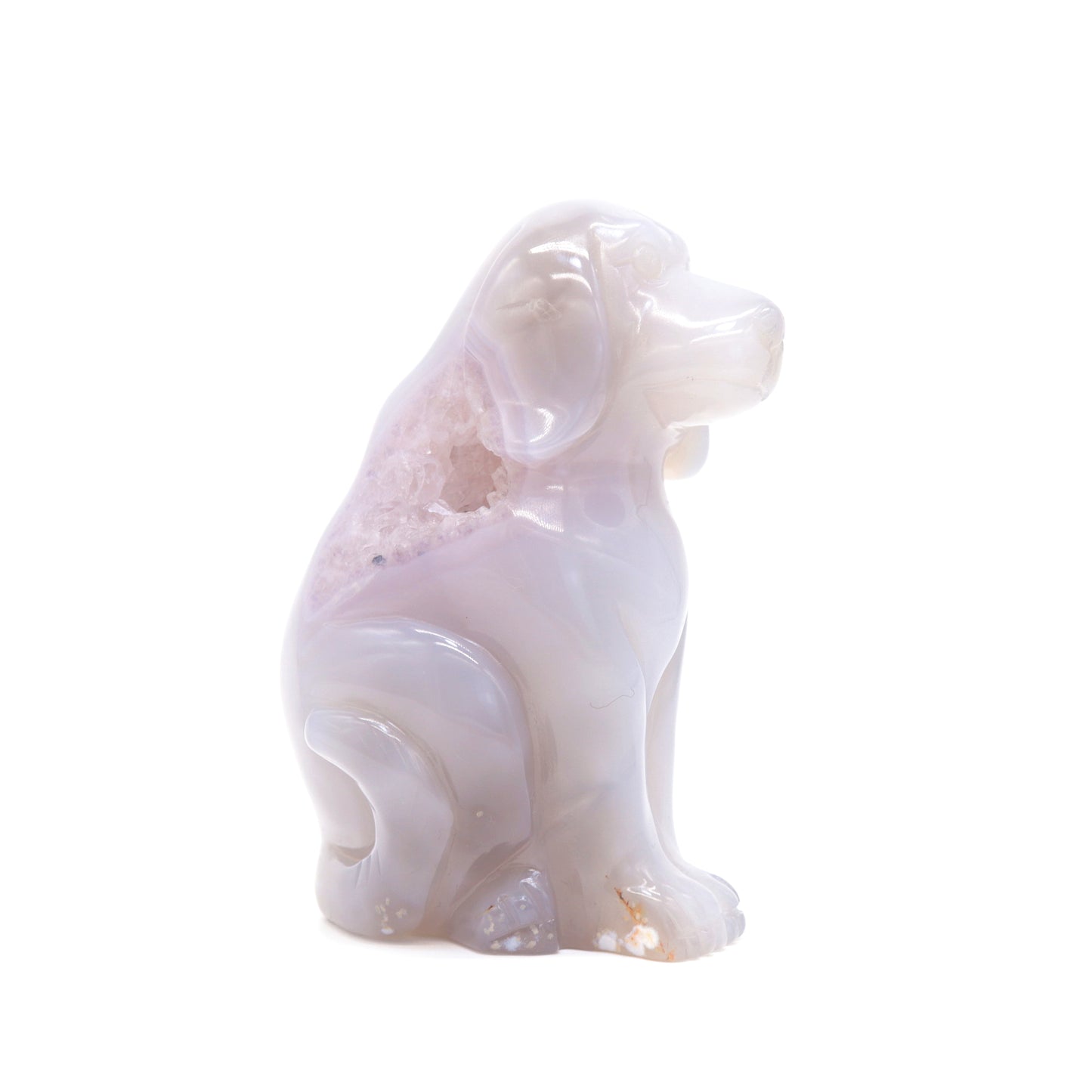 4" Hand Carved Druzy Agate Dog Figurine Crystal Puppy Carving Healing