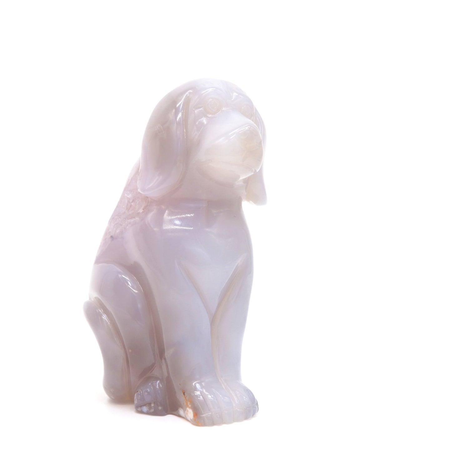 4" Hand Carved Druzy Agate Dog Figurine Crystal Puppy Carving Healing
