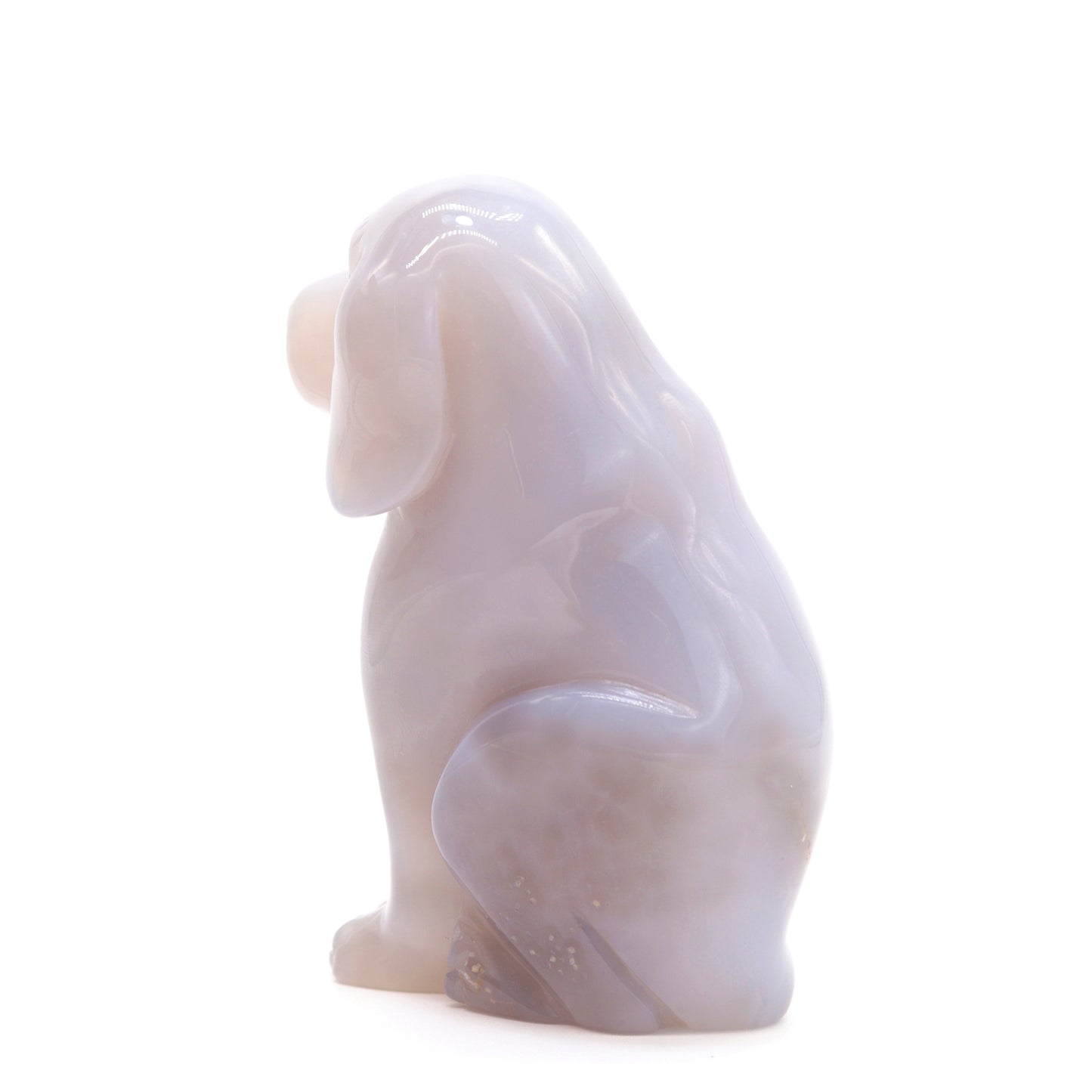 4" Hand Carved Druzy Agate Dog Figurine Crystal Puppy Carving Healing