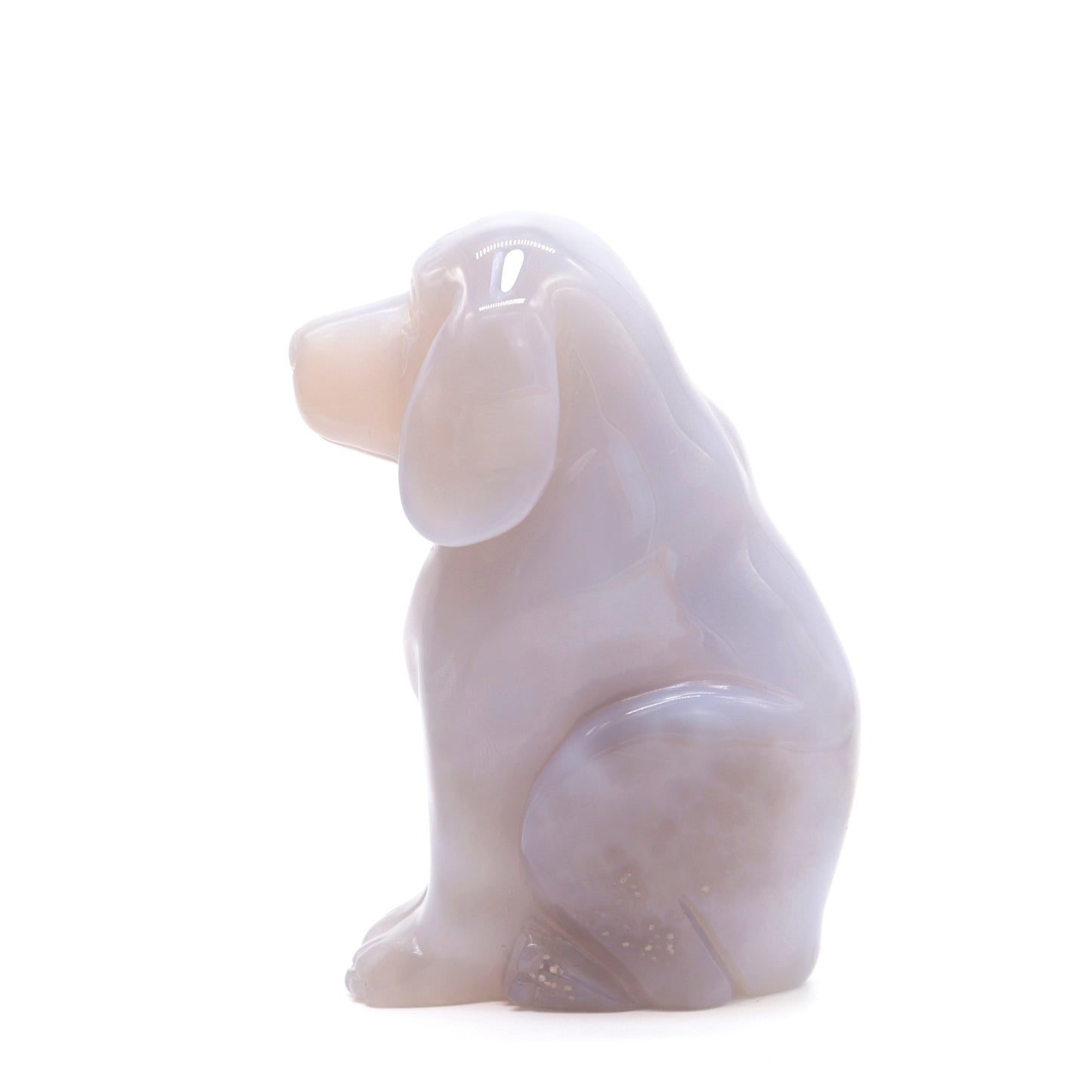 4" Hand Carved Druzy Agate Dog Figurine Crystal Puppy Carving Healing