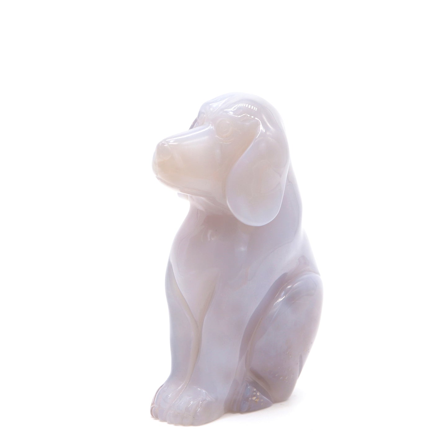 4" Hand Carved Druzy Agate Dog Figurine Crystal Puppy Carving Healing