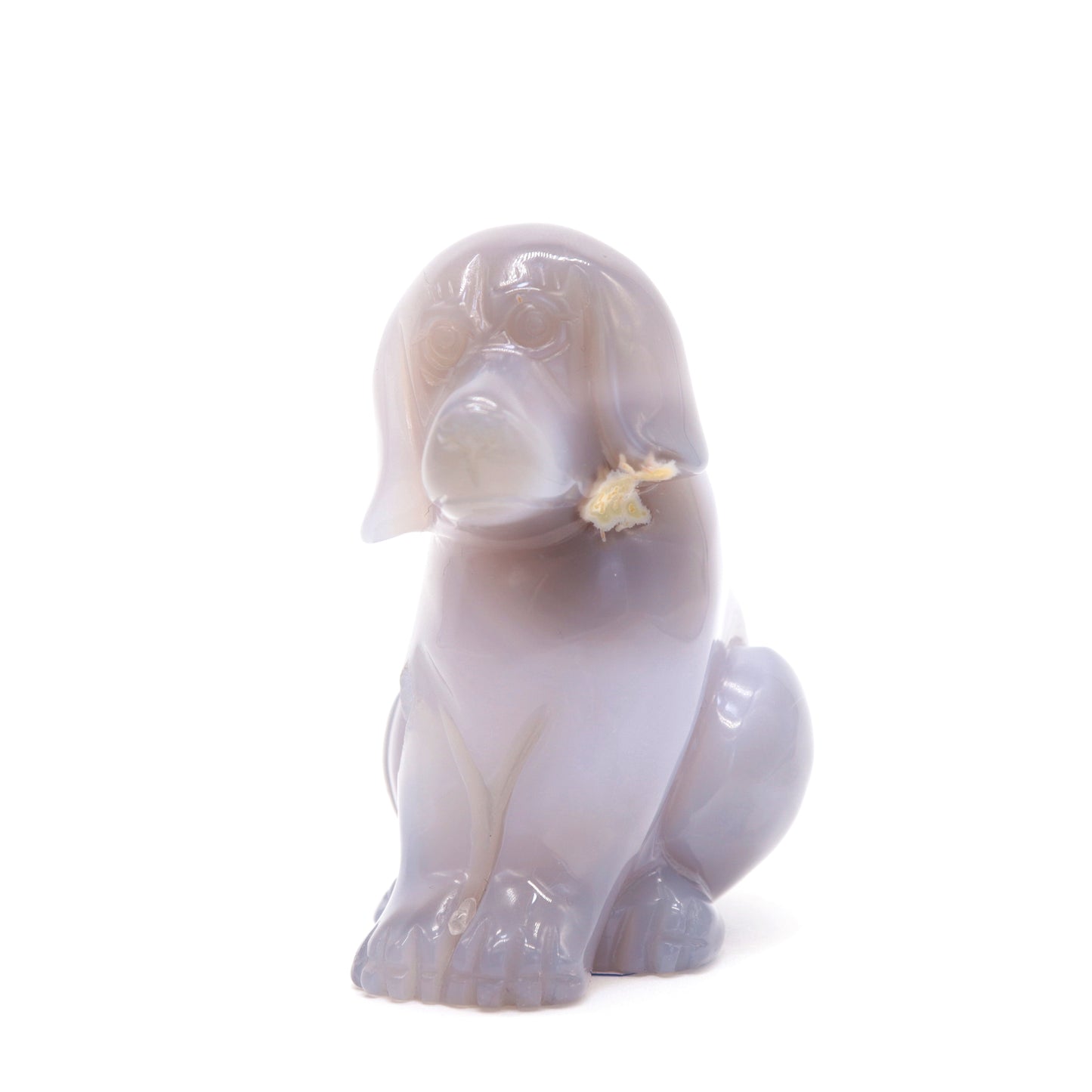 3" Hand Carved Druzy Agate Dog Figurine Crystal Puppy Carving Healing
