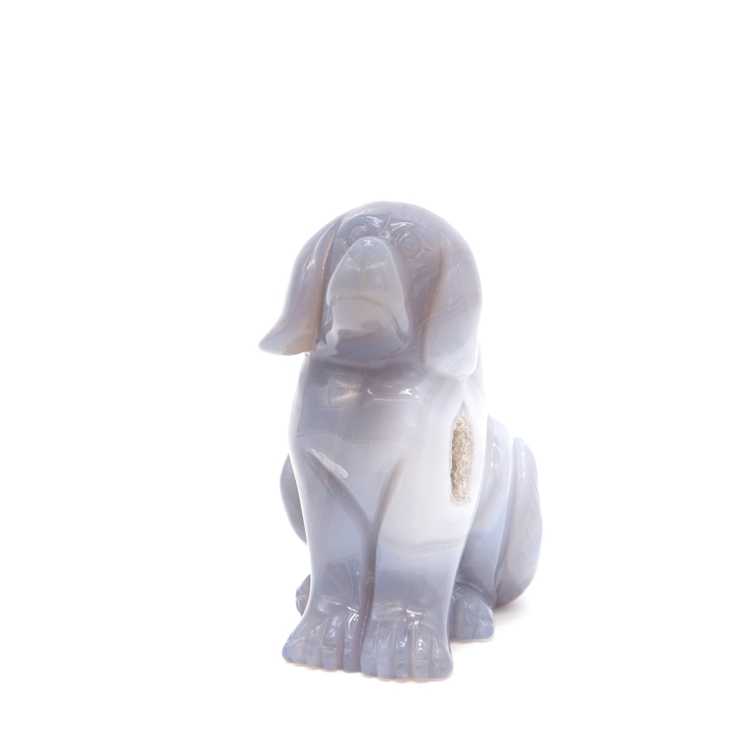 3.5" Hand Carved Druzy Agate Dog Figurine Crystal Puppy Carving Healing