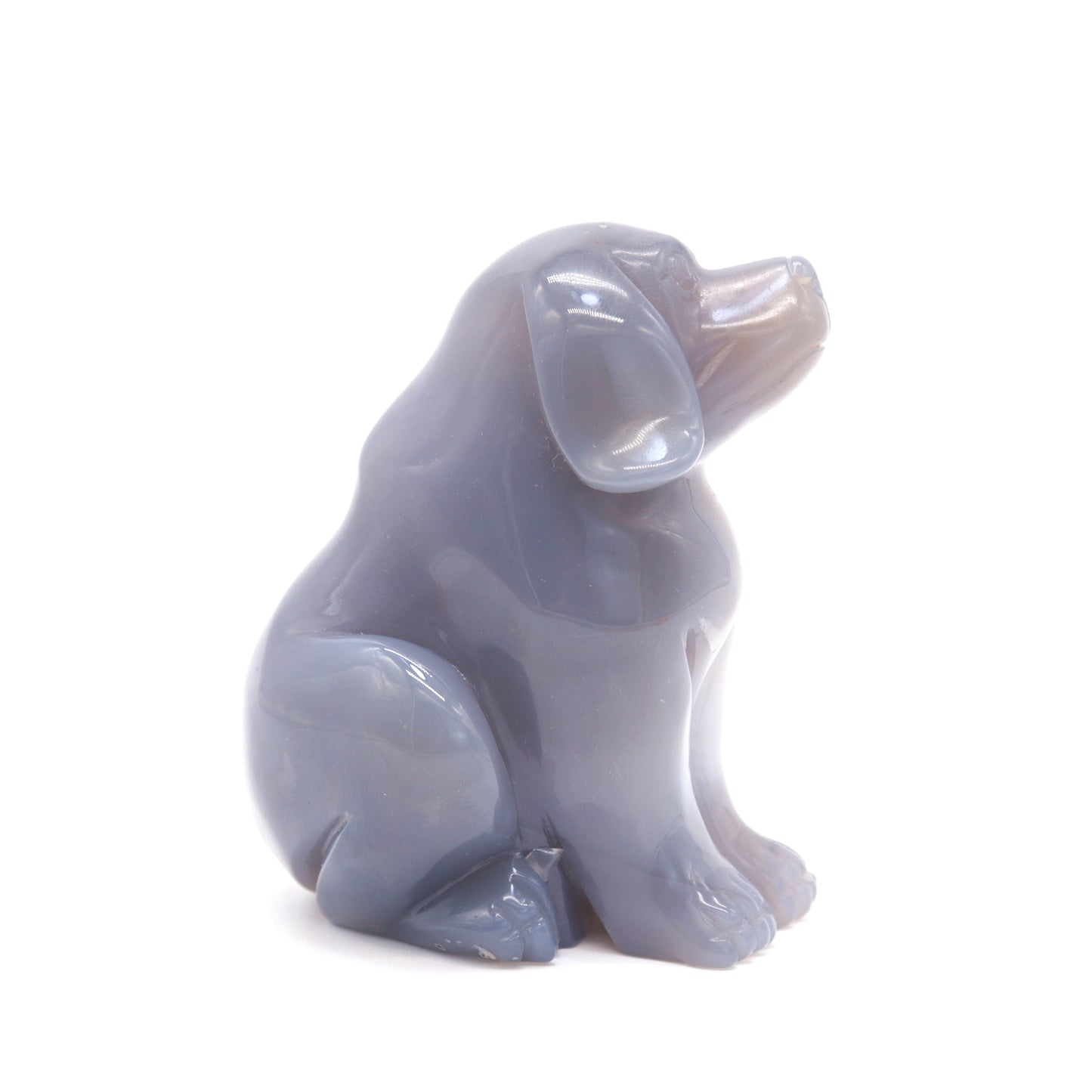 3.5" Hand Carved Druzy Agate Dog Figurine Crystal Puppy Carving Healing