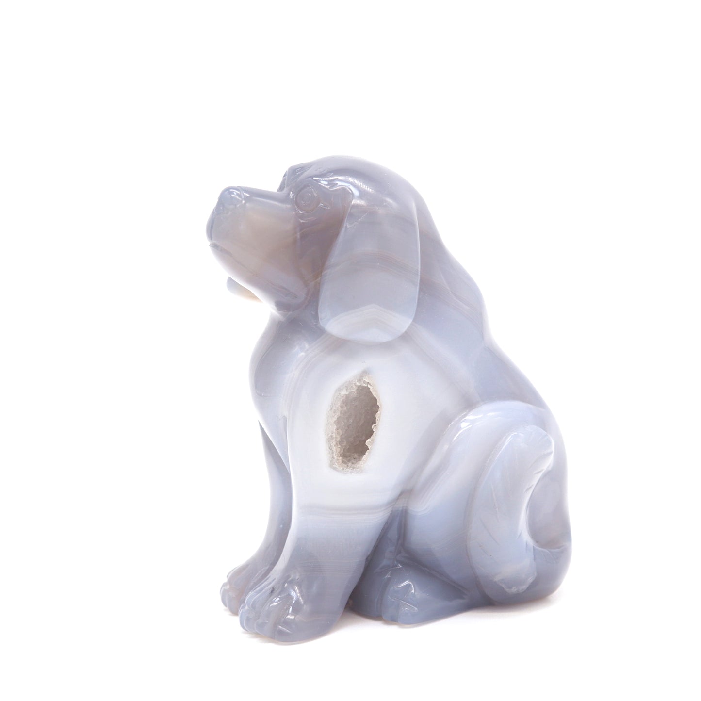 3.5" Hand Carved Druzy Agate Dog Figurine Crystal Puppy Carving Healing