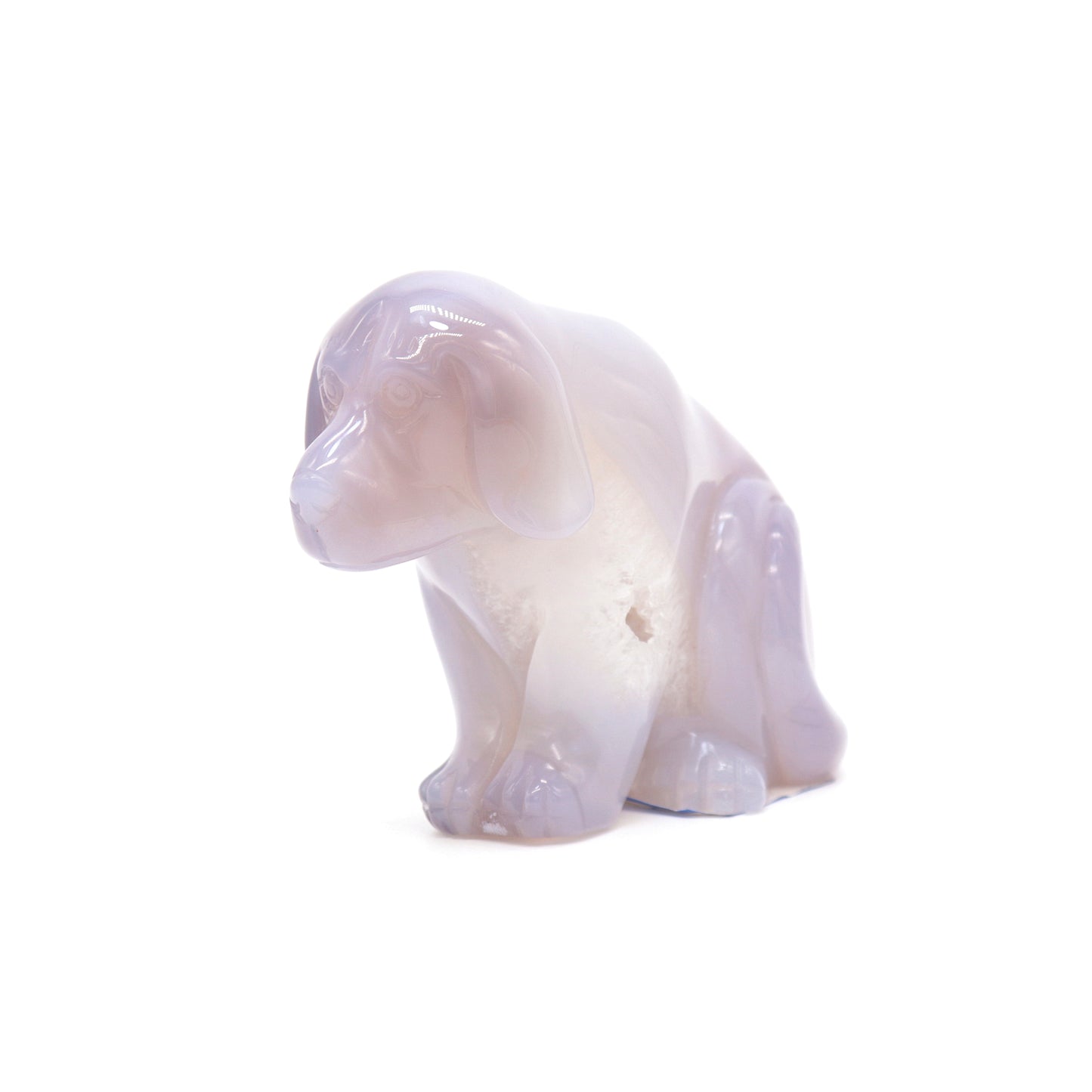 4.5" Hand Carved Druzy Agate Dog Figurine Crystal Puppy Carving Healing