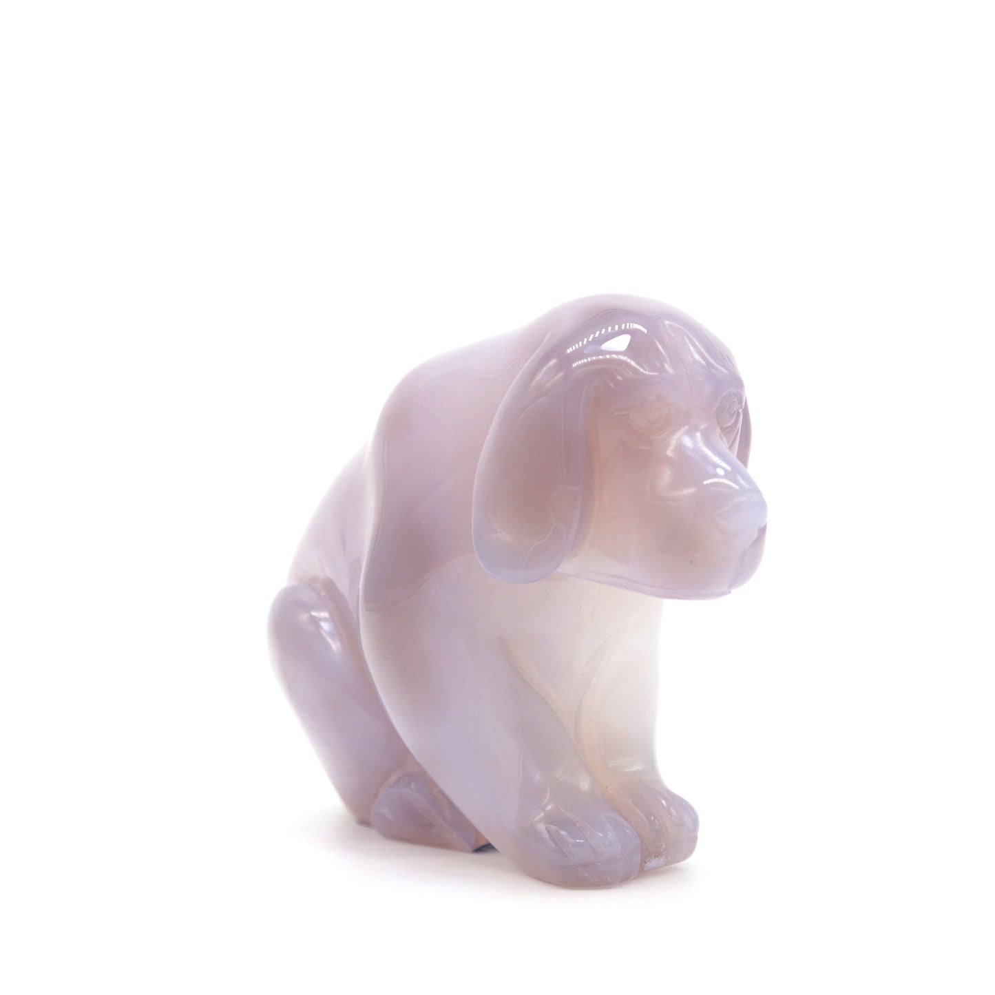 4.5" Hand Carved Druzy Agate Dog Figurine Crystal Puppy Carving Healing