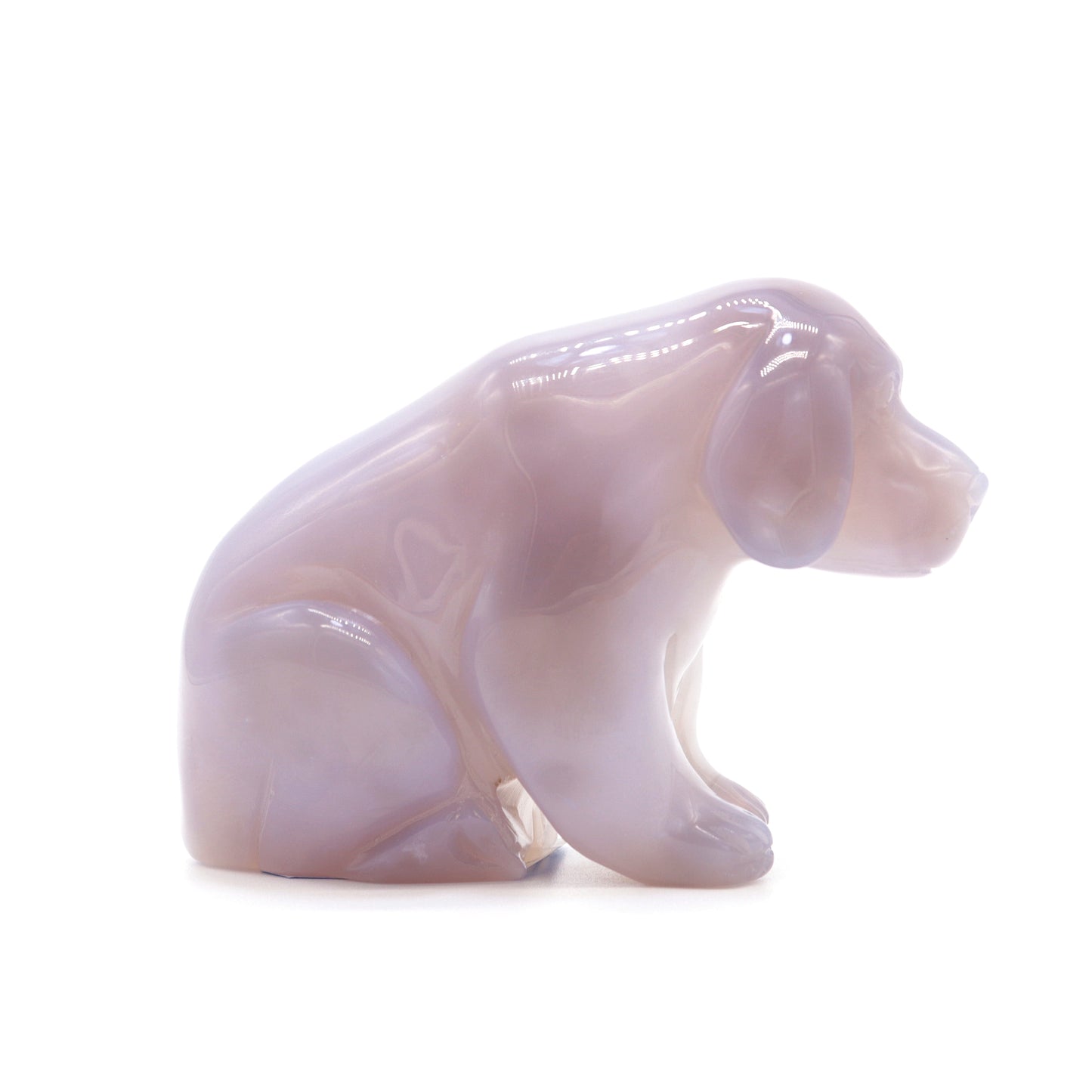 4.5" Hand Carved Druzy Agate Dog Figurine Crystal Puppy Carving Healing