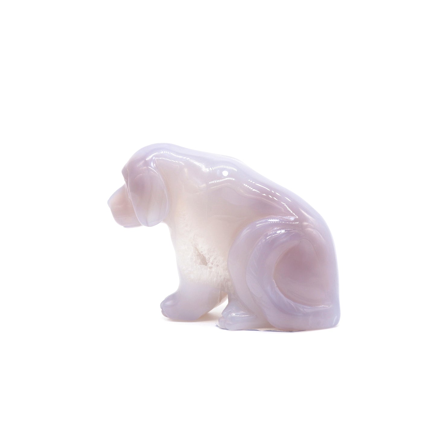 4.5" Hand Carved Druzy Agate Dog Figurine Crystal Puppy Carving Healing