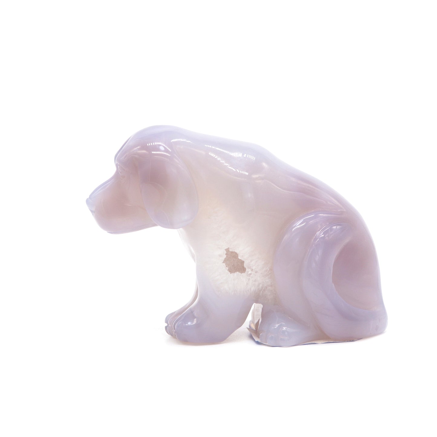 4.5" Hand Carved Druzy Agate Dog Figurine Crystal Puppy Carving Healing