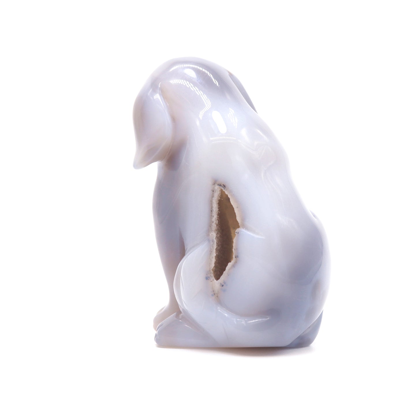 3.5" Hand Carved Druzy Agate Dog Figurine Crystal Puppy Carving Healing