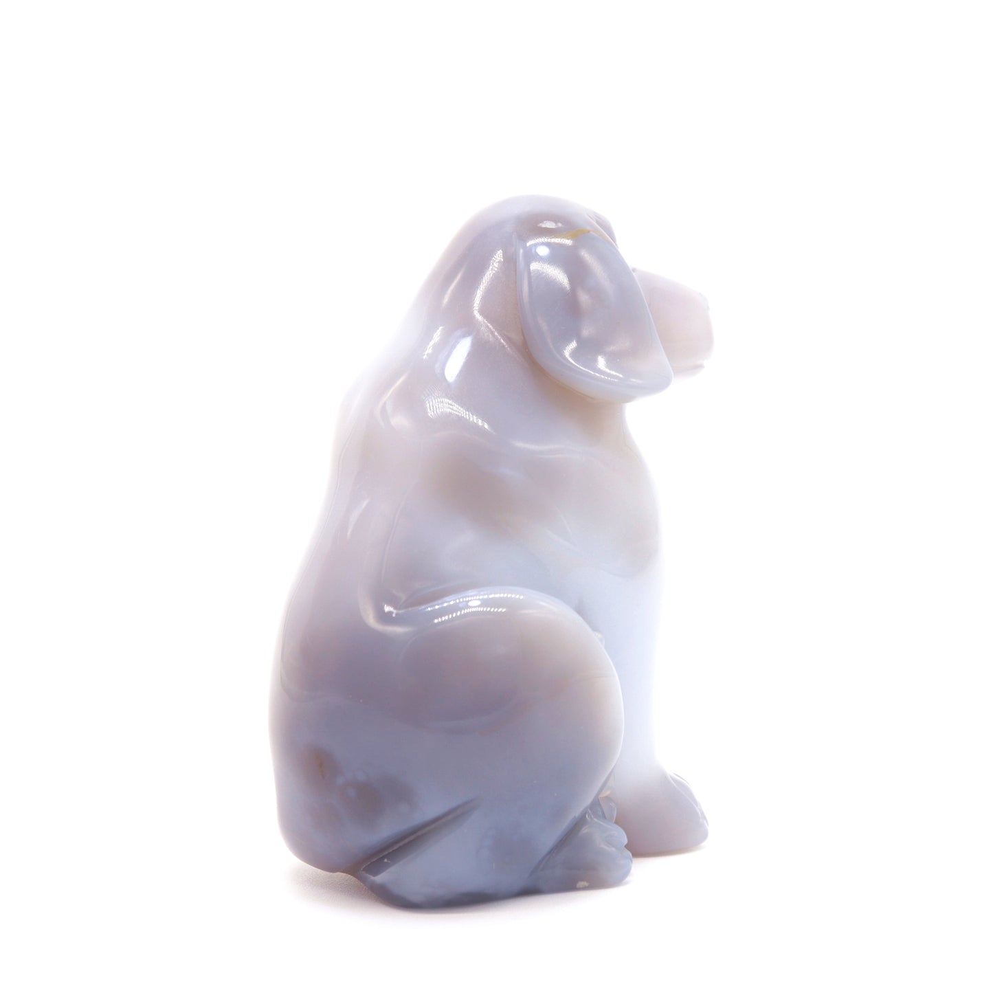 3.5" Hand Carved Druzy Agate Dog Figurine Crystal Puppy Carving Healing