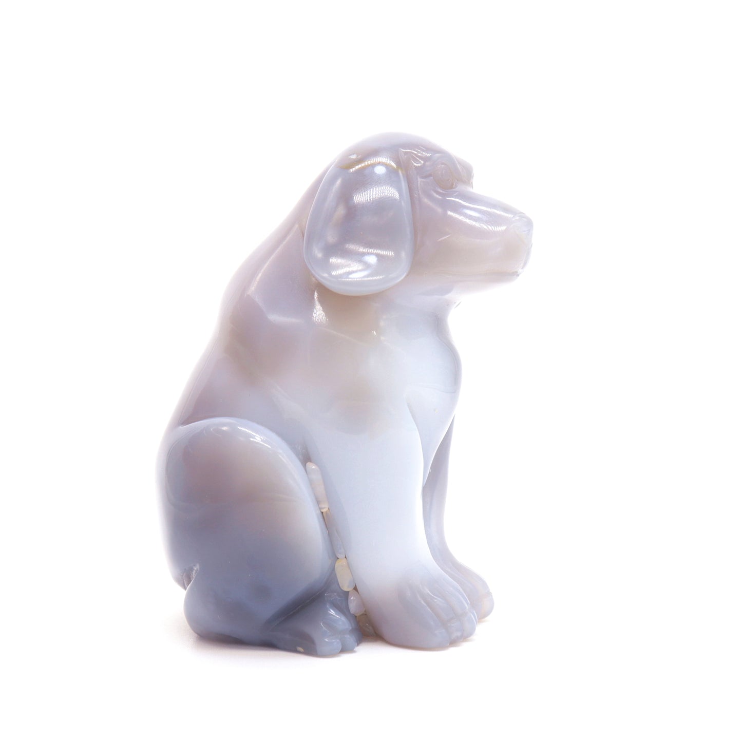 3.5" Hand Carved Druzy Agate Dog Figurine Crystal Puppy Carving Healing