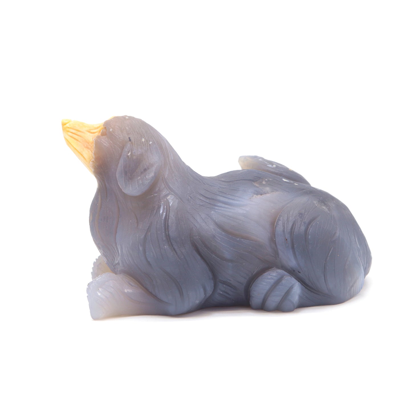5" Hand Carved Flower Agate Dog Statue Crystal Puppy Carving Healing
