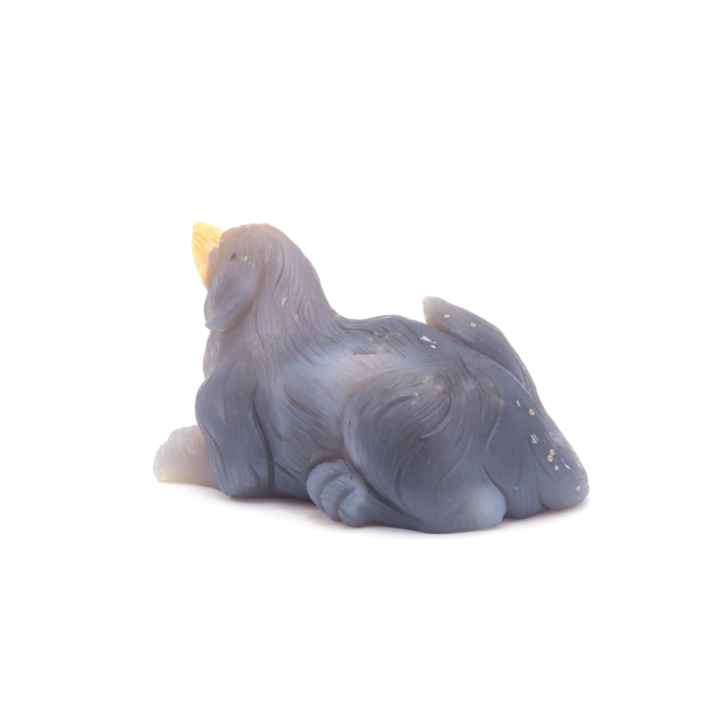 5" Hand Carved Flower Agate Dog Statue Crystal Puppy Carving Healing