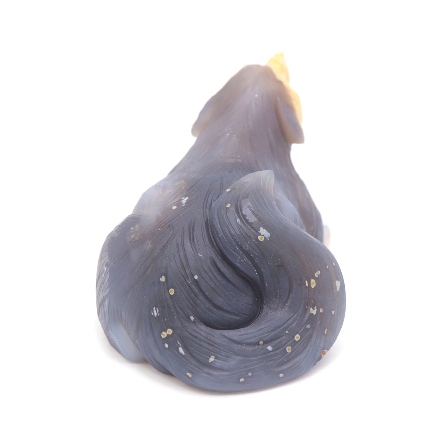 5" Hand Carved Flower Agate Dog Statue Crystal Puppy Carving Healing