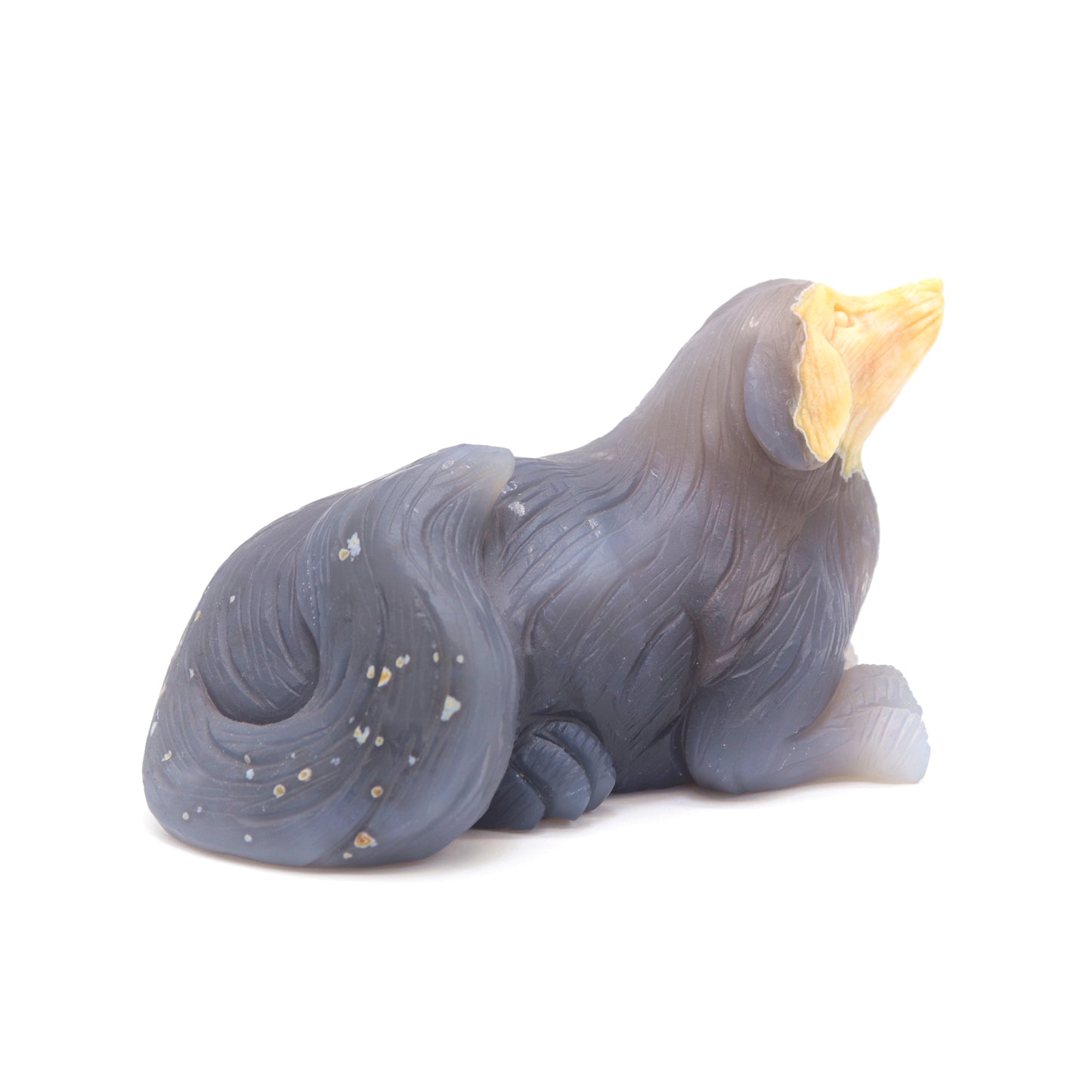 5" Hand Carved Flower Agate Dog Statue Crystal Puppy Carving Healing