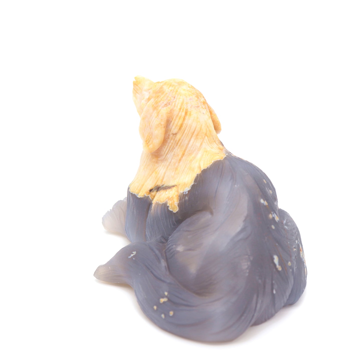 5" Hand Carved Flower Agate Dog Statue Crystal Puppy Carving Healing