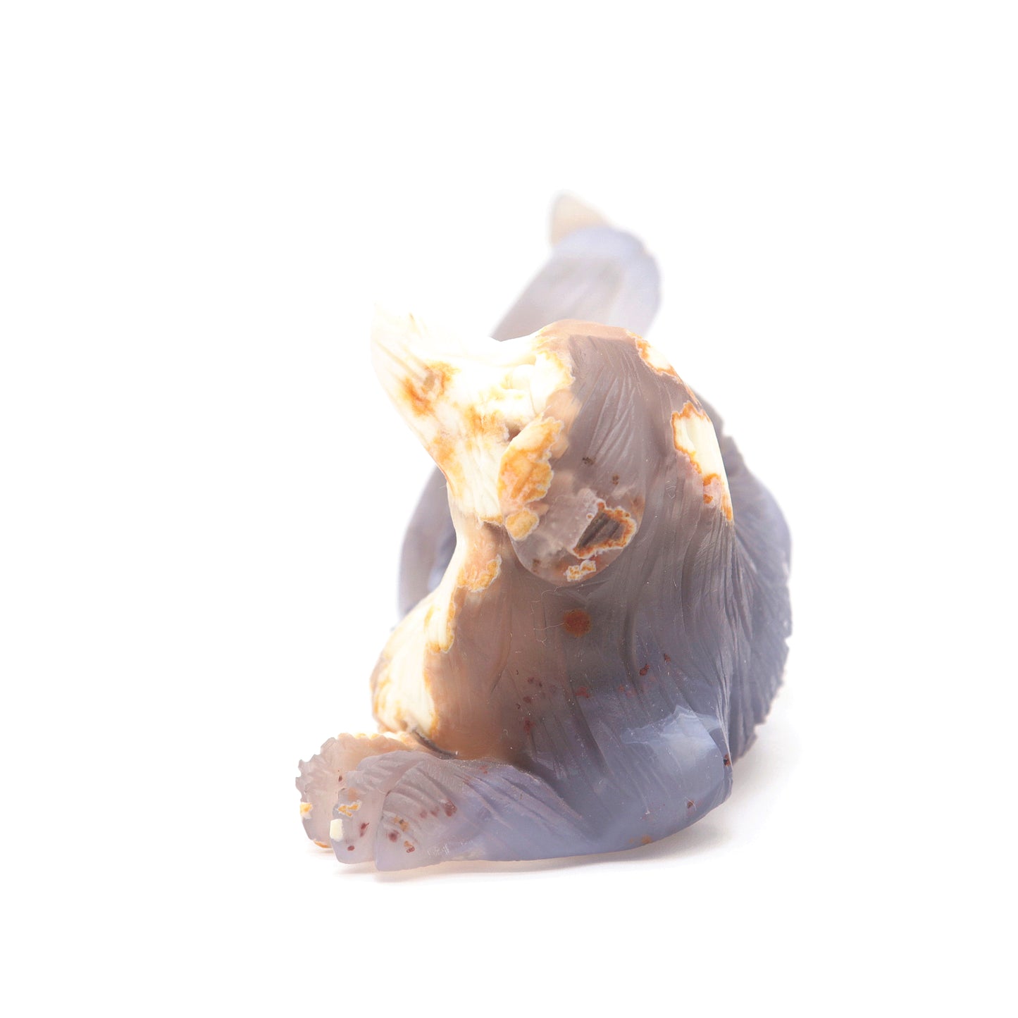 2.5" Hand Carved Flower Agate Crystal Dog Figurine Quartz Puppy Gift