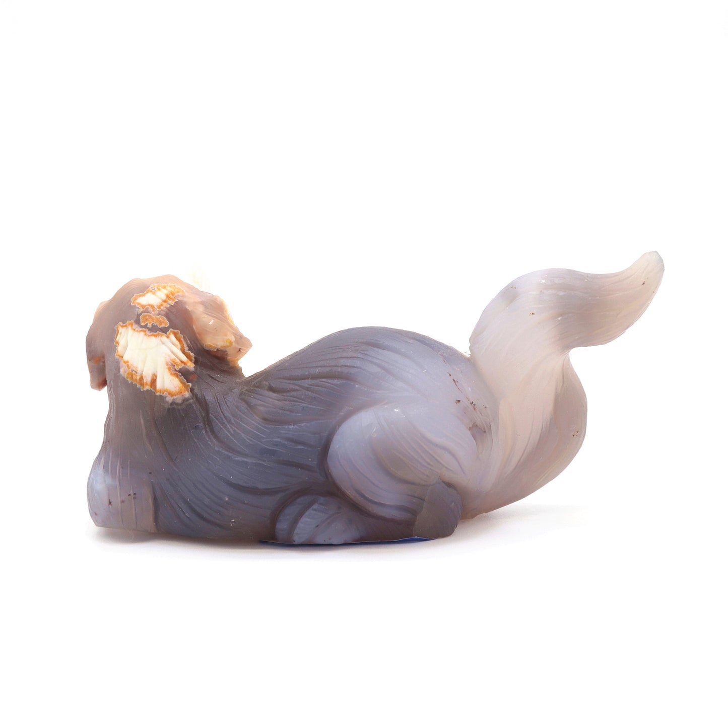 2.5" Hand Carved Flower Agate Crystal Dog Figurine Quartz Puppy Gift