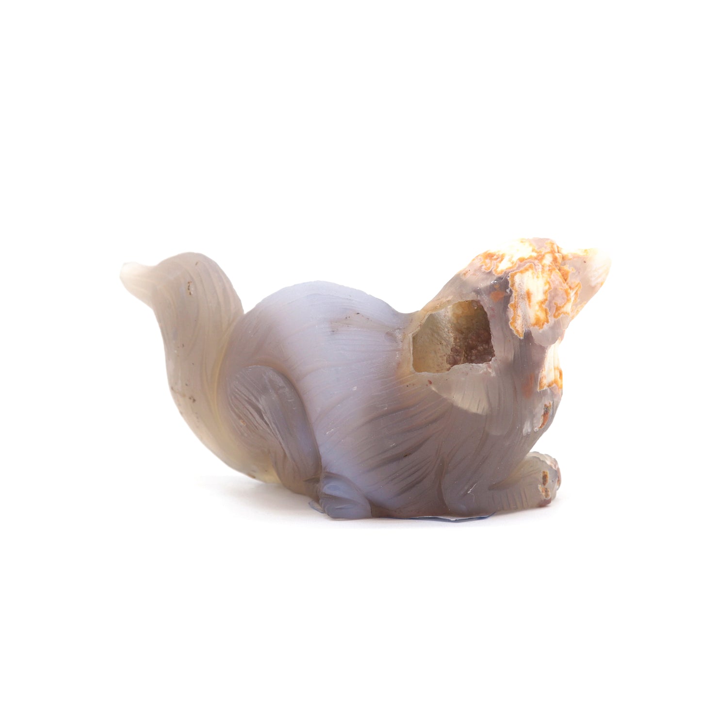 4.5" Hand Carved Flower Agate Dog Statue Crystal Puppy Carving Healing