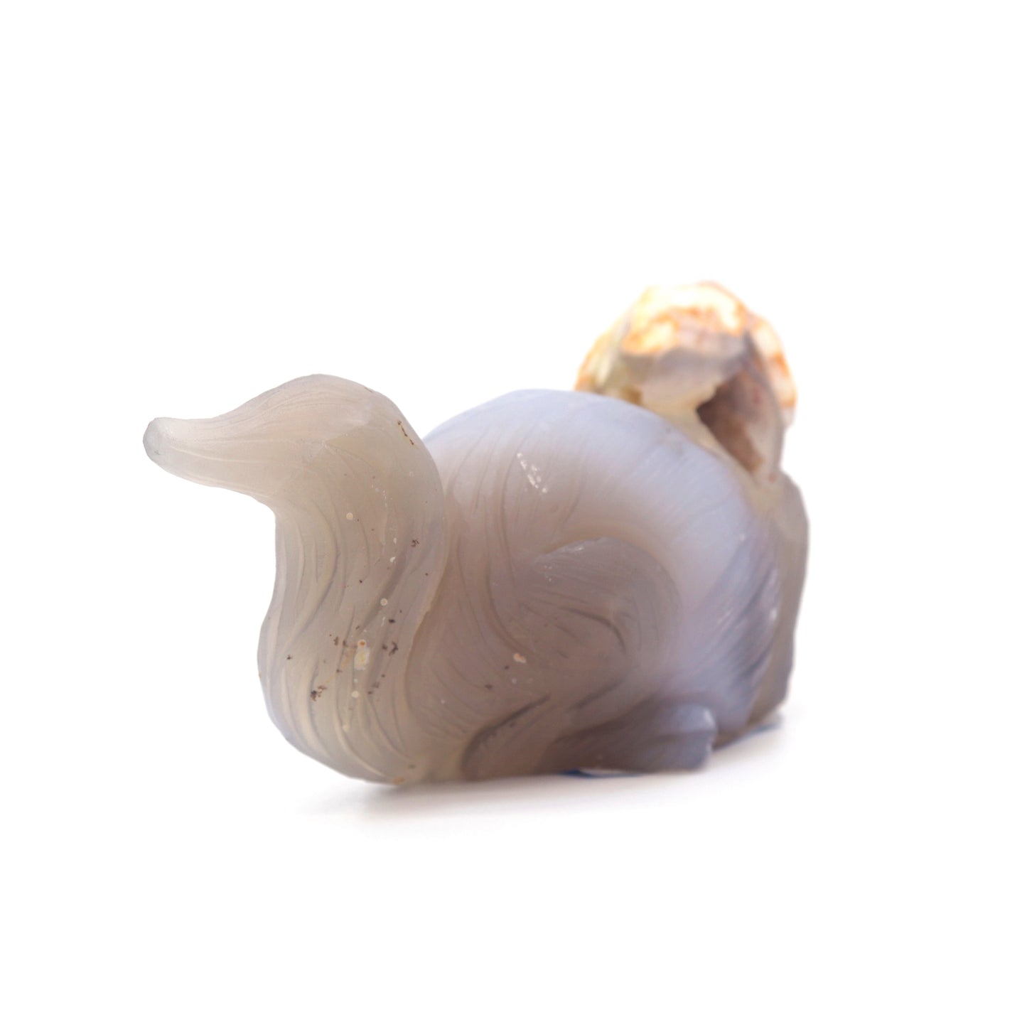 4.5" Hand Carved Flower Agate Dog Statue Crystal Puppy Carving Healing