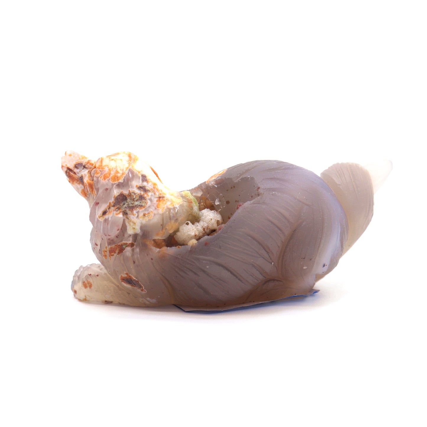 3.5" Hand Carved Flower Agate Crystal Dog Figurine quartz Puppy