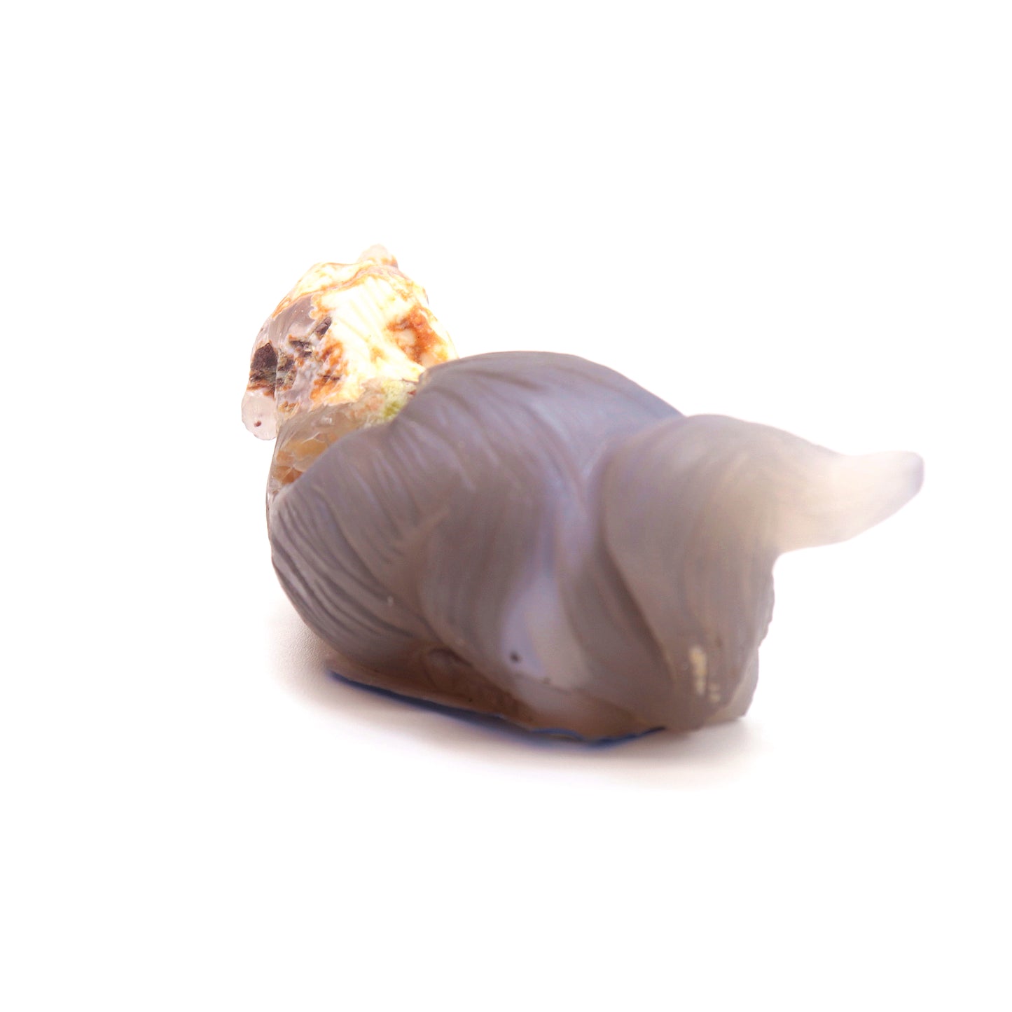 3.5" Hand Carved Flower Agate Crystal Dog Figurine quartz Puppy