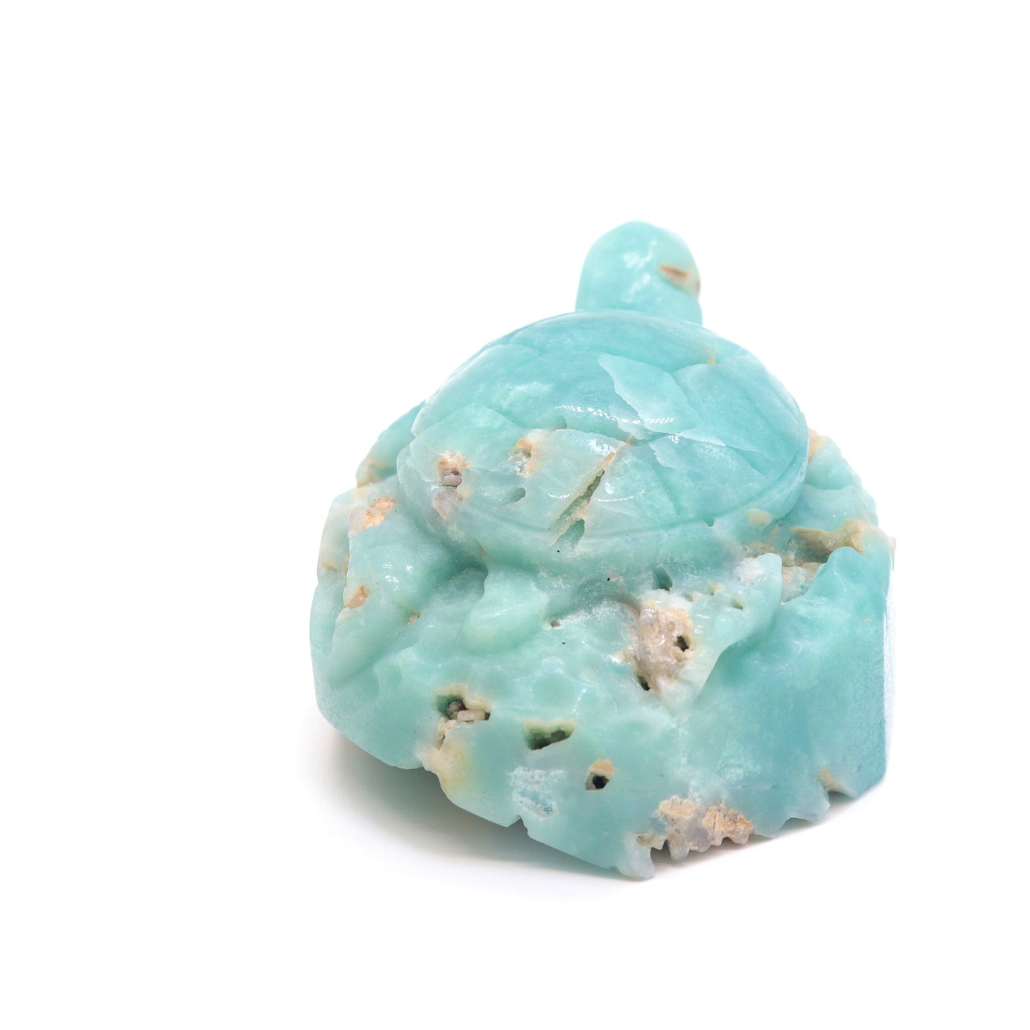 4" Natural Amazonite Turtle Caribbean Calcite Tortoise Figurine Crystal Healing Quartz